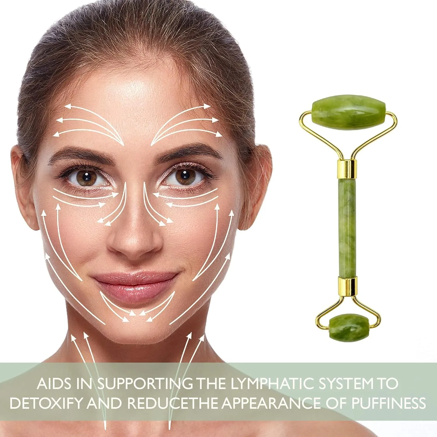 Ice Face Mask + Jade Roller - Beauty Roller Face Neck Massage Tool - Stone Face Roller & Facial Mask Set for Wrinkles Fine Lines & Anti Aging, Puffy Eyes, Dark Circles & Overall Skin Care