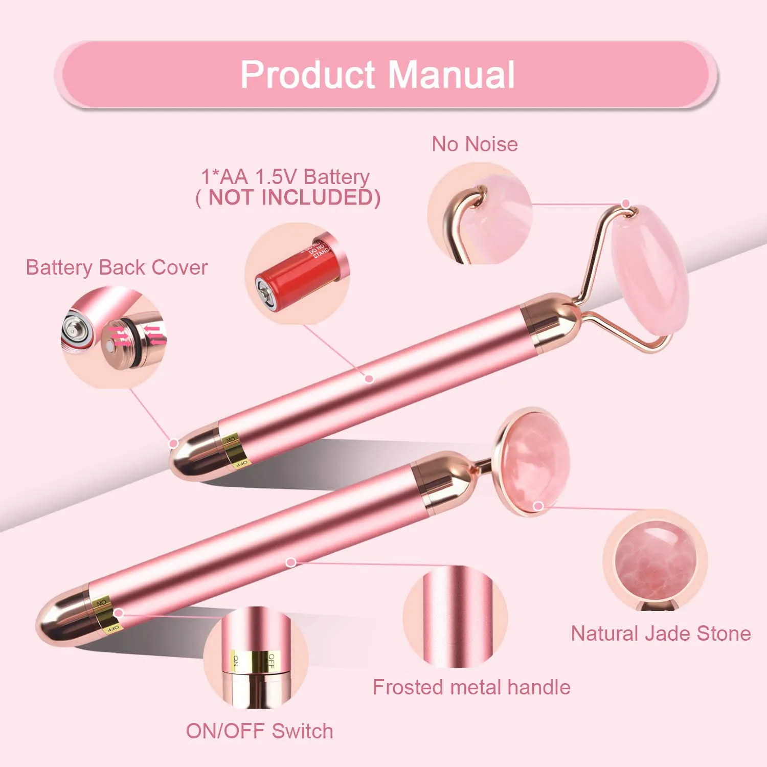 Upgrade 2 in 1 Vibrating Jade Facial Massager Roller for Face