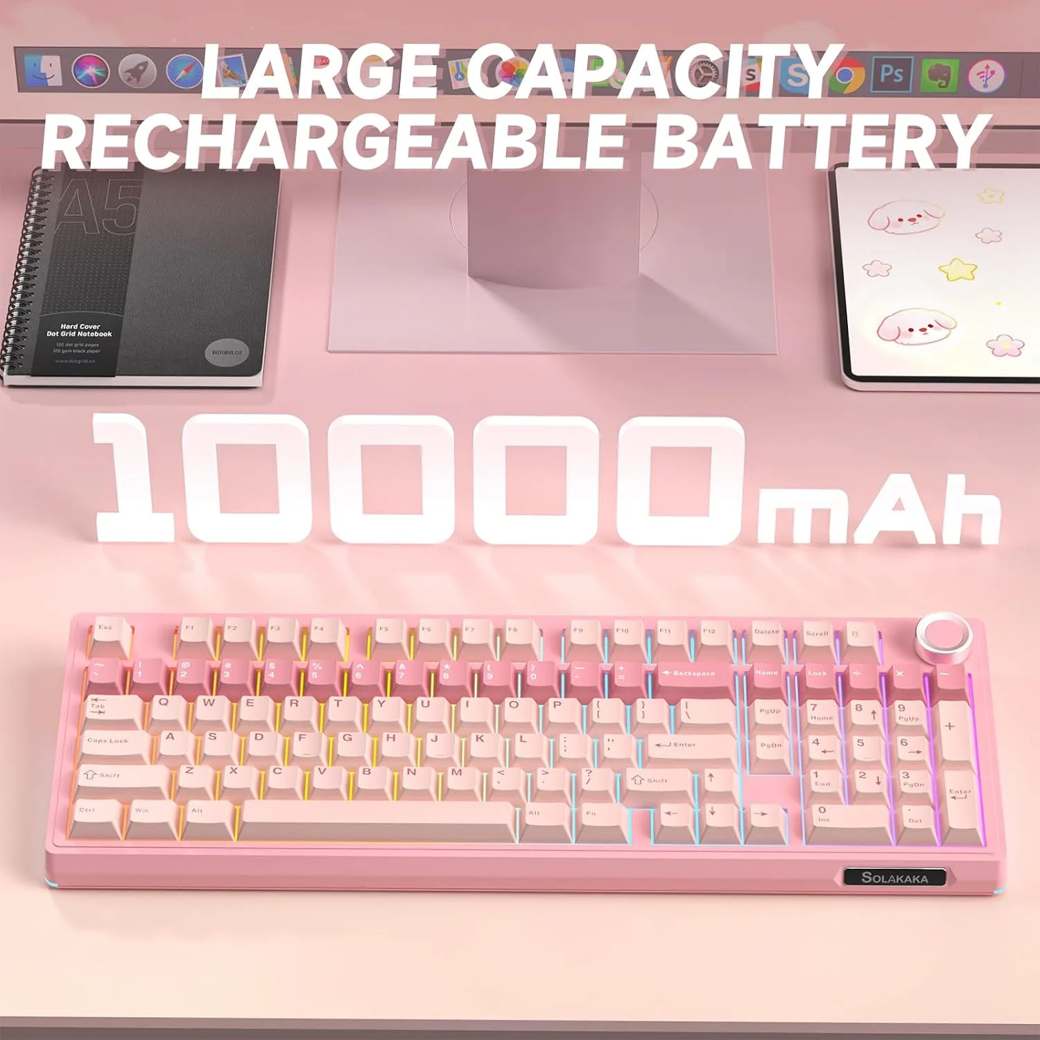 SOLAKAKA KI99 Pro 96% Wireless Mechanical Keyboard (Pink, Silent Switch)