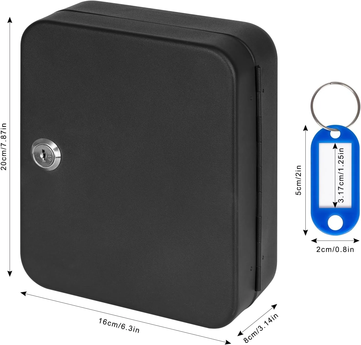 KYODOLED Key Box Wall Mount, 20-Key Steel Cabinet, Key Lock, Black