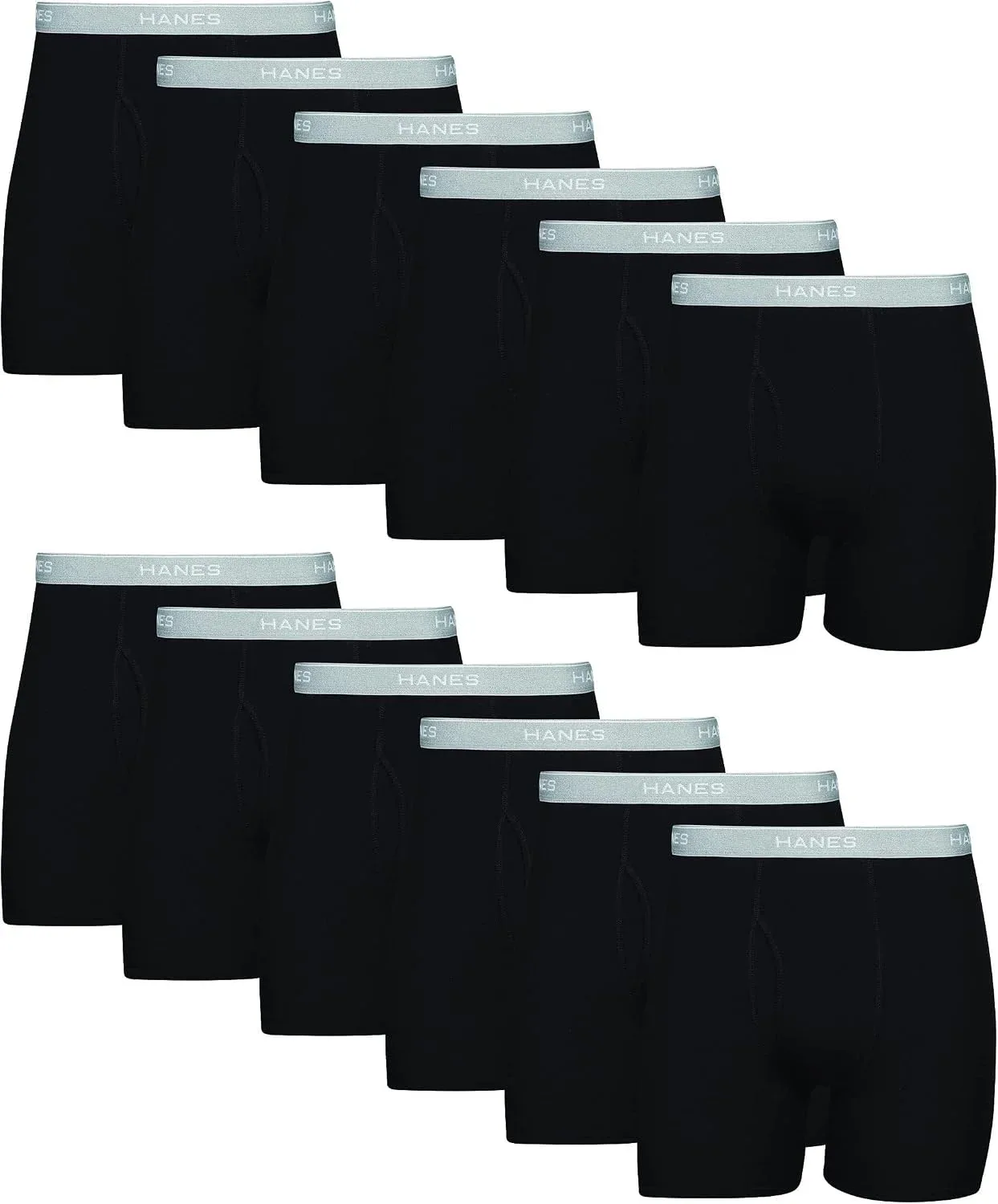 Hanes Men Hanes Boxer Briefs, Cool Dri Moisture-Wicking Underwear, Cotton No-Ride-up for Men, 12 Pack - Black, Small