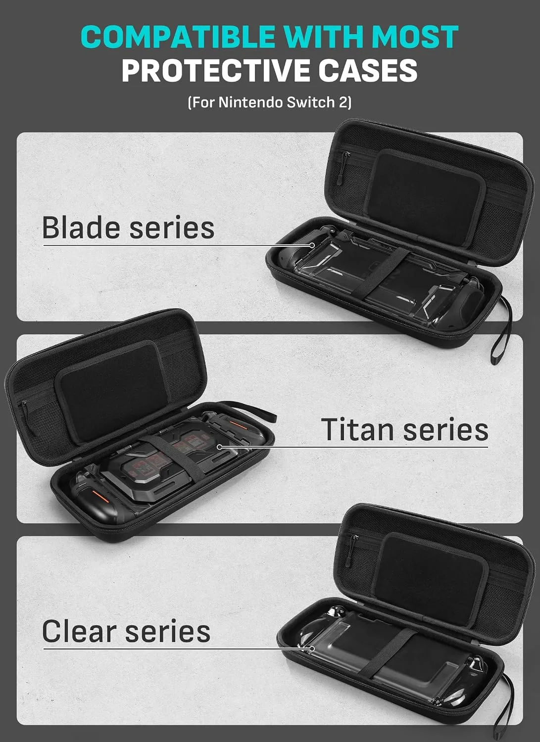 Mumba Carrying Case for Nintendo Switch 2 [Fits Console with Protective Case On][2025 Plus Version] Hard Shell Travel Handbag Pouch with 12 Game Card Slots, Large Capacity for Accessories (Black)