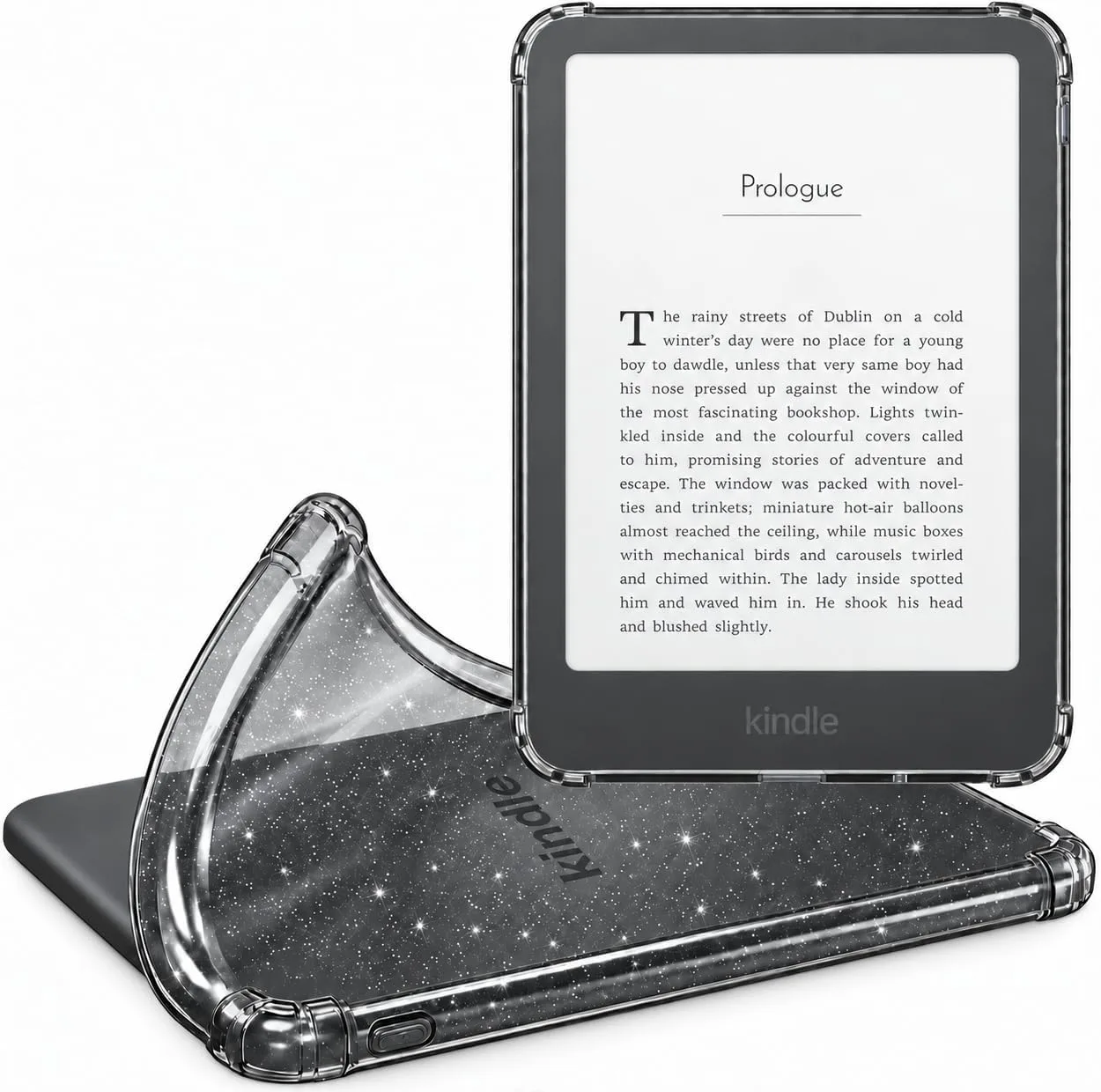 CoBak Clear Case for 6" Kindle Basic 12th Generation 2026, Black-Glitter