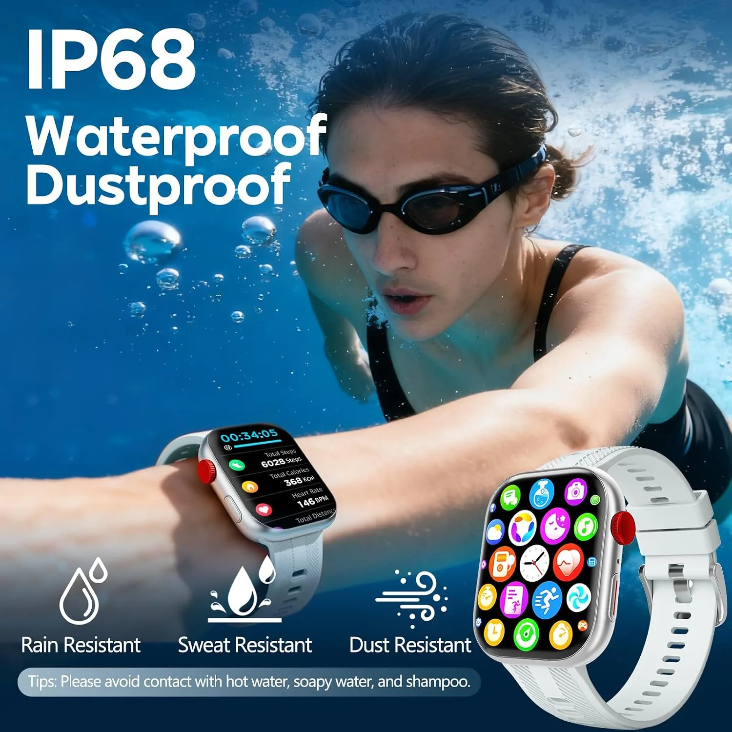 Smart Watch for Men & Women, 1.88" HD Screen, 120+ Sports Modes, Grey