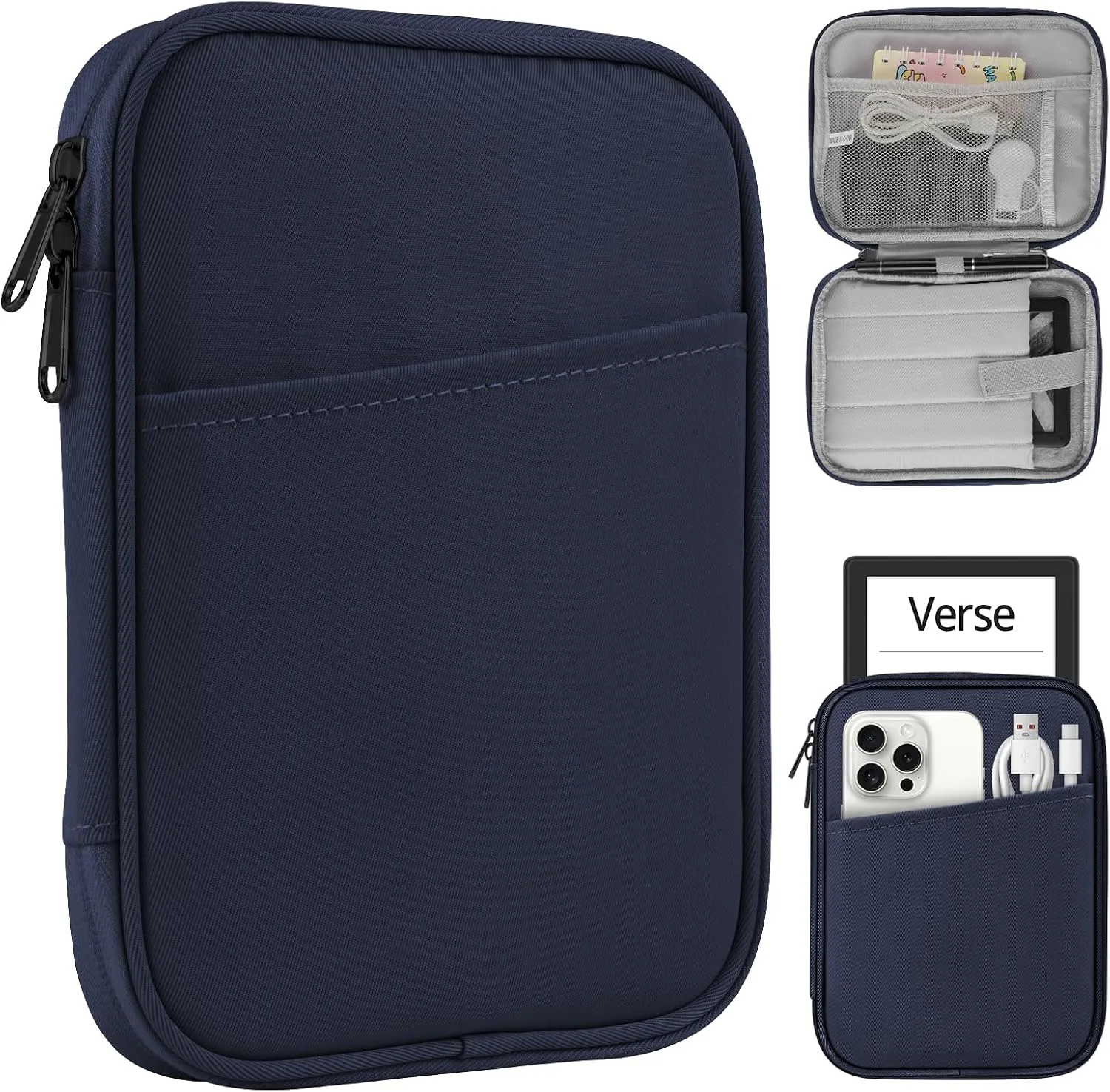 HoYiXi Universal Sleeve Bag for 6",6.8",7" Kindle Paperwhite/Colorsoft 2024-2012 Compatible with 6"-6.8" All-New Kindle/Kobo/Tolino/Sony,6" EReader with Anti-Drop Protective Cover,Blue