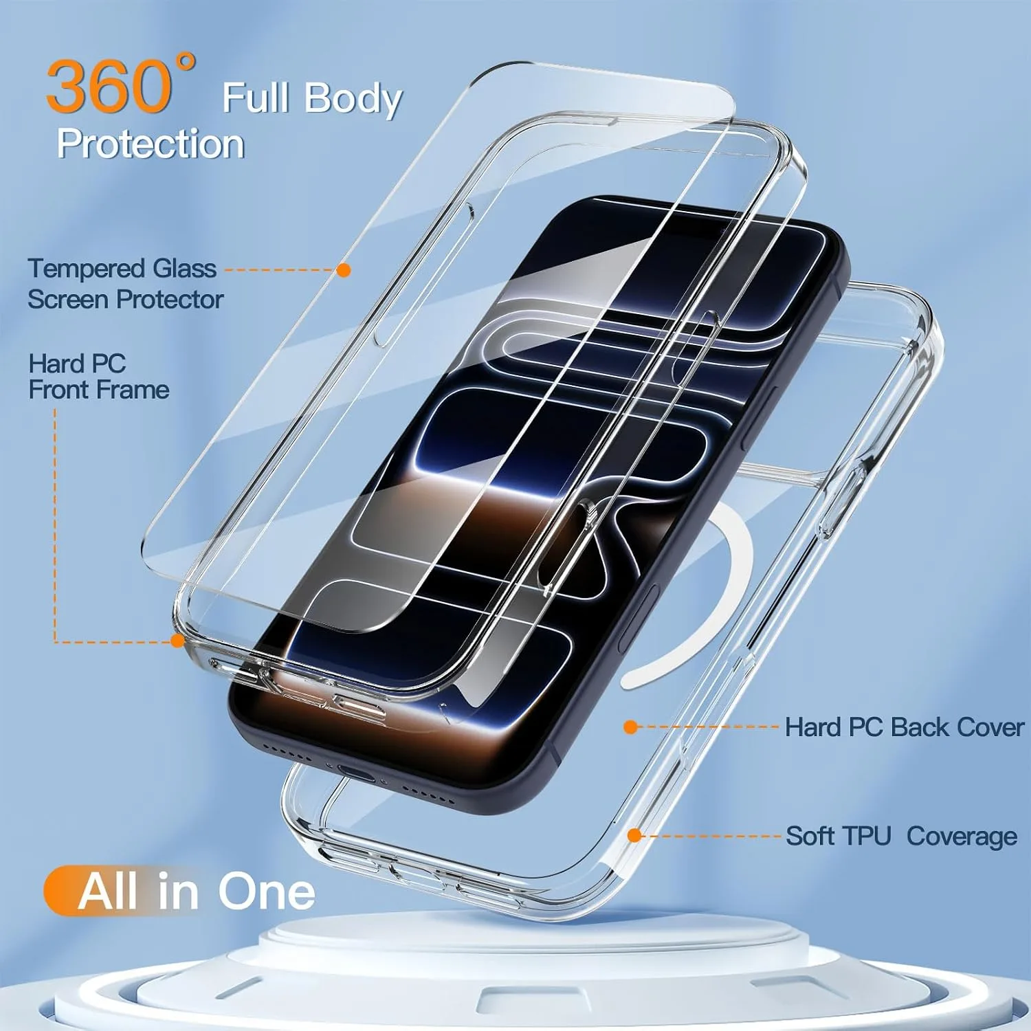 COOLQO Magnetic for iPhone 18/17 Pro Max Case, Crystal Clear