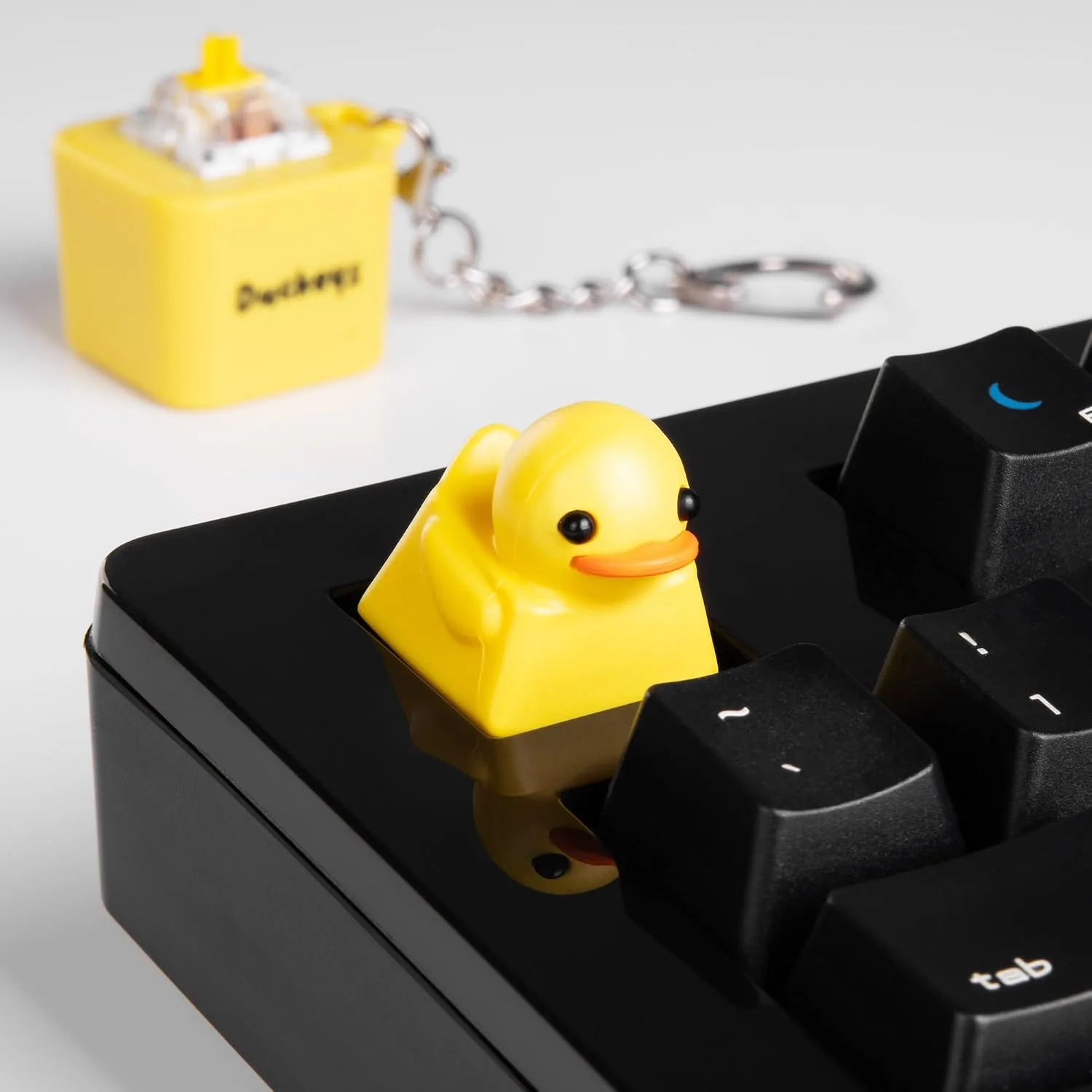 Duckeys Quacking Fidget Toy with Lights (Yellow), Hilarious Quacking Sound, USB-C Rechargeable, Keychain Portable