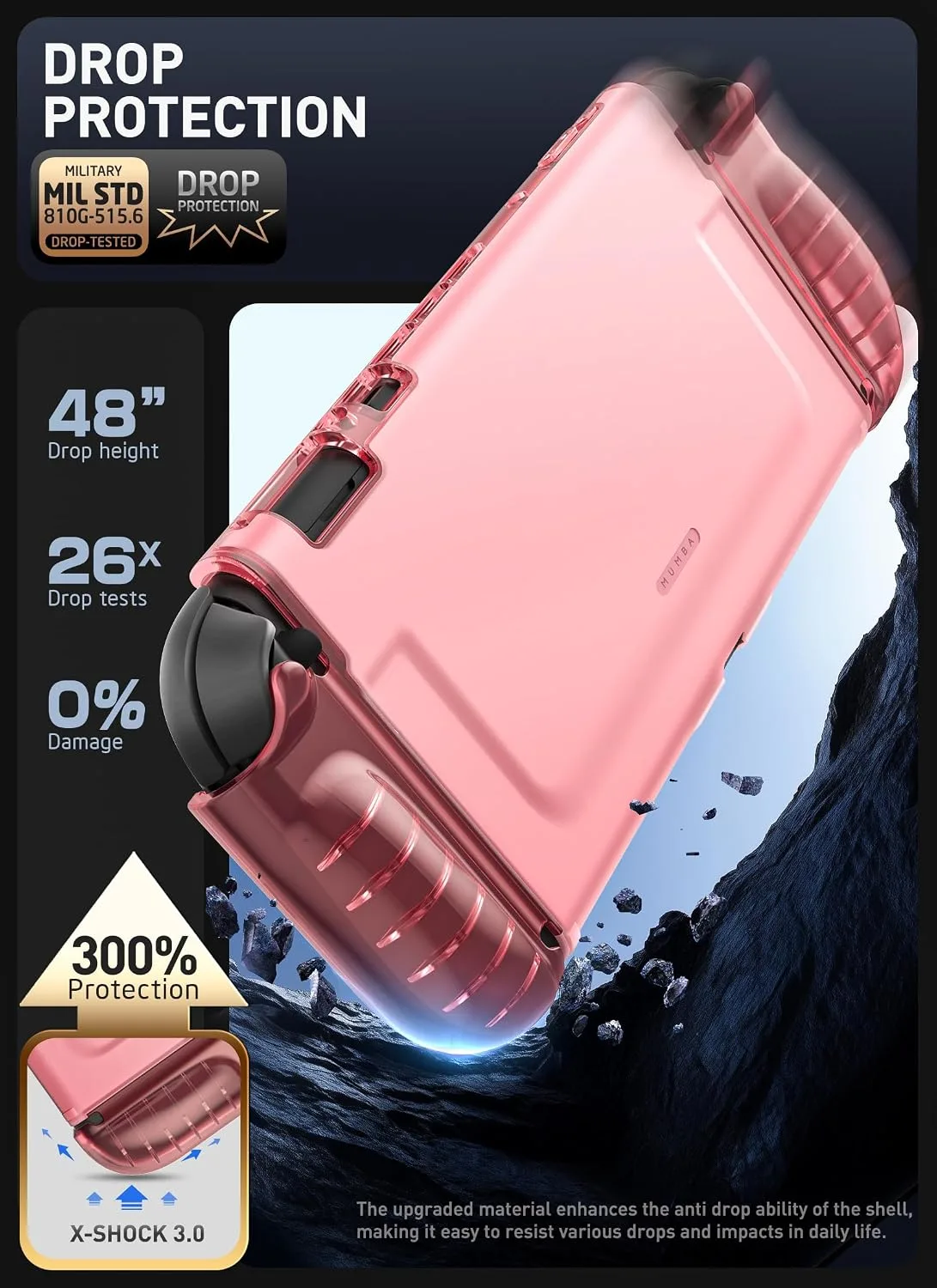 Mumba Dockable Clear Case for Nintendo Switch 2 2025, Crystal Protective Cover with Quick-Release Joy-Con Design and TPU Grip Compatible with New Nintendo Switch 2 7.9 Inch Console (Pink)