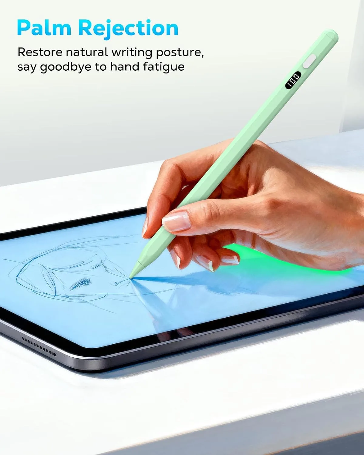MoKo Stylus Pen for iPad 2018-2026, USB-C Charge Pencil with LED Display