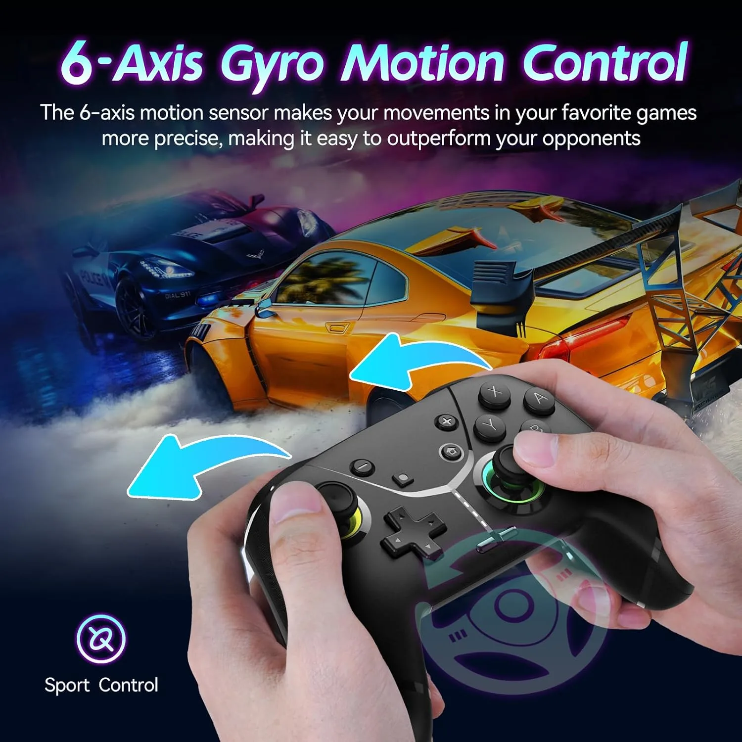 Switch Controller, Wireless Pro Controller for Nintendo Switch 2/Switch/Lite/OLED, Bluetooth controllers Compatible with iPhone/Mac/iPad/iOS/Android/Phone/PC/Steam and TV with Programming/RGB4/Vibration / 3 Turbo Modes/6-Axis/Motion(Black Pro)