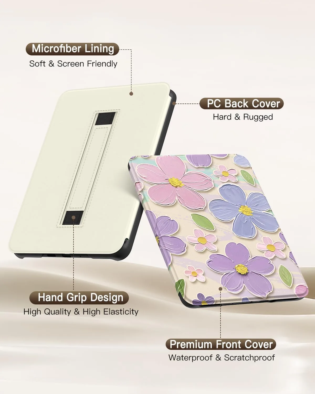 MoKo Case for 7" Kindle Paperwhite 12th Gen 2024, Oil Painting Flower