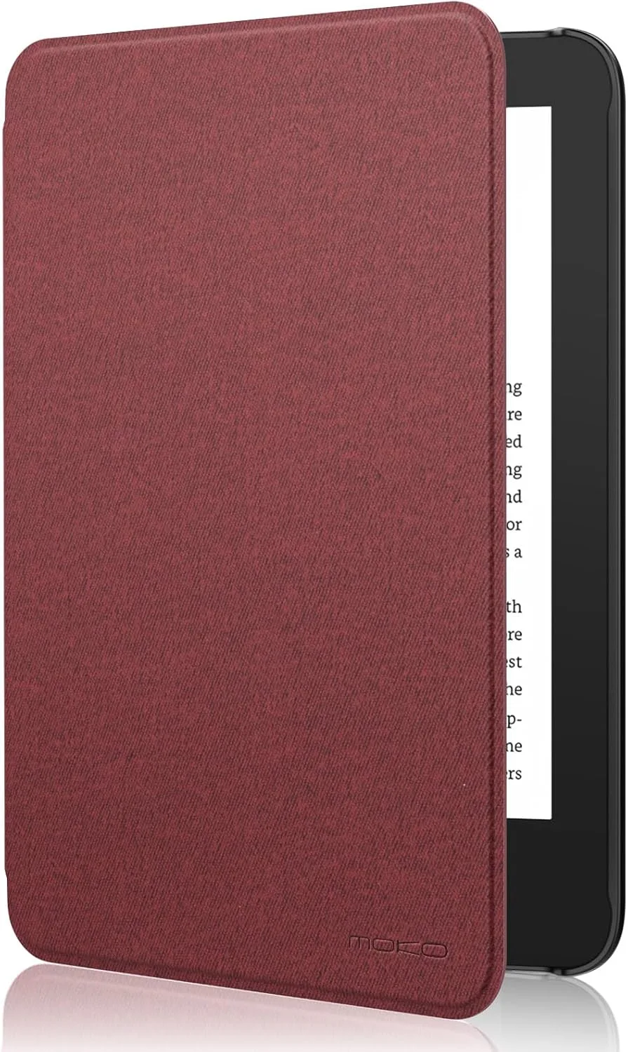 MoKo Case for 6" Amazon Kindle Basic 11th Gen 2024/2022, Denim Wine Red