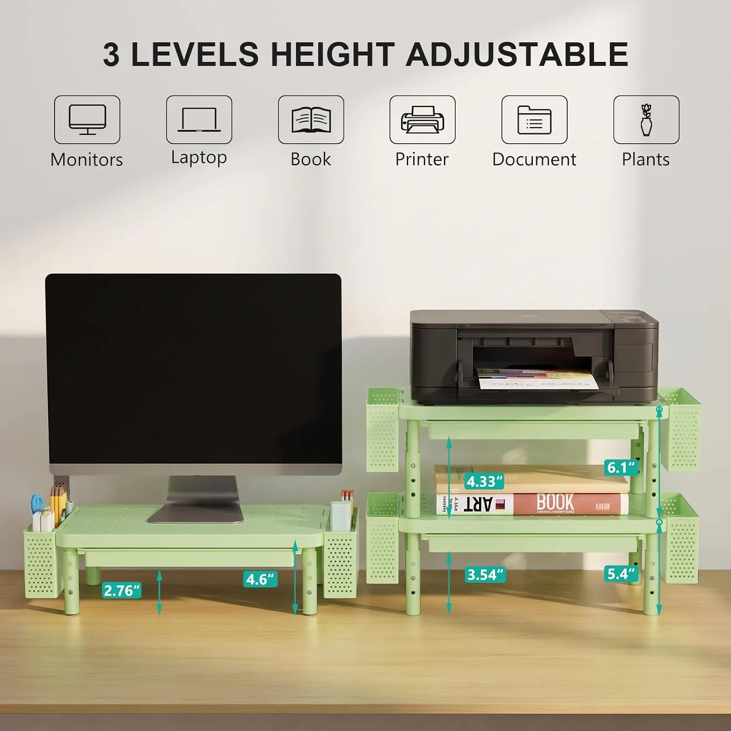 WALI Computer Monitor Stand with Storage and Pen Holder