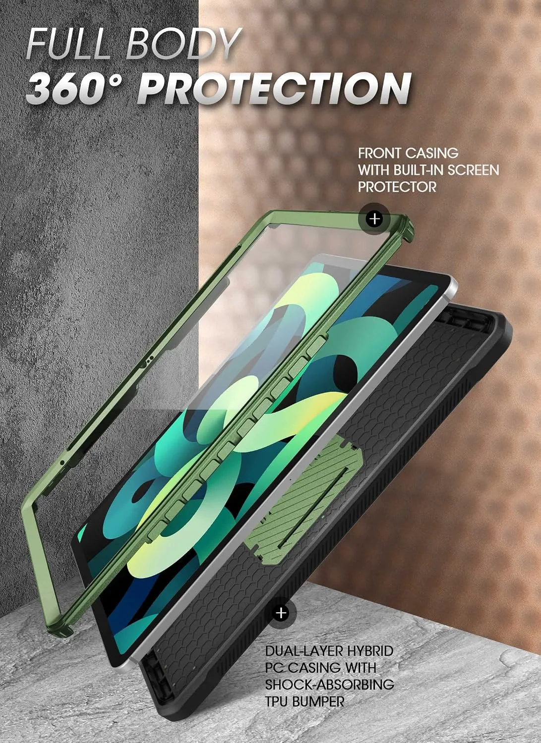 SUPCASE for iPad 11th Gen A16 11" 2025 Case with Screen Protector, Green