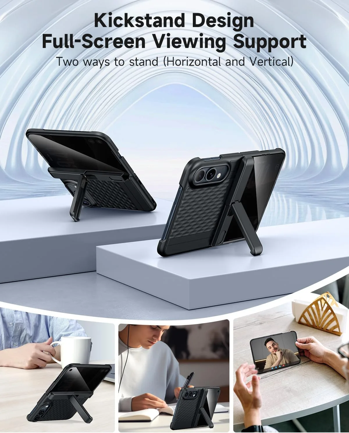 seacosmo for iPhone Duo Case Stand with Privacy Screen Protector Black