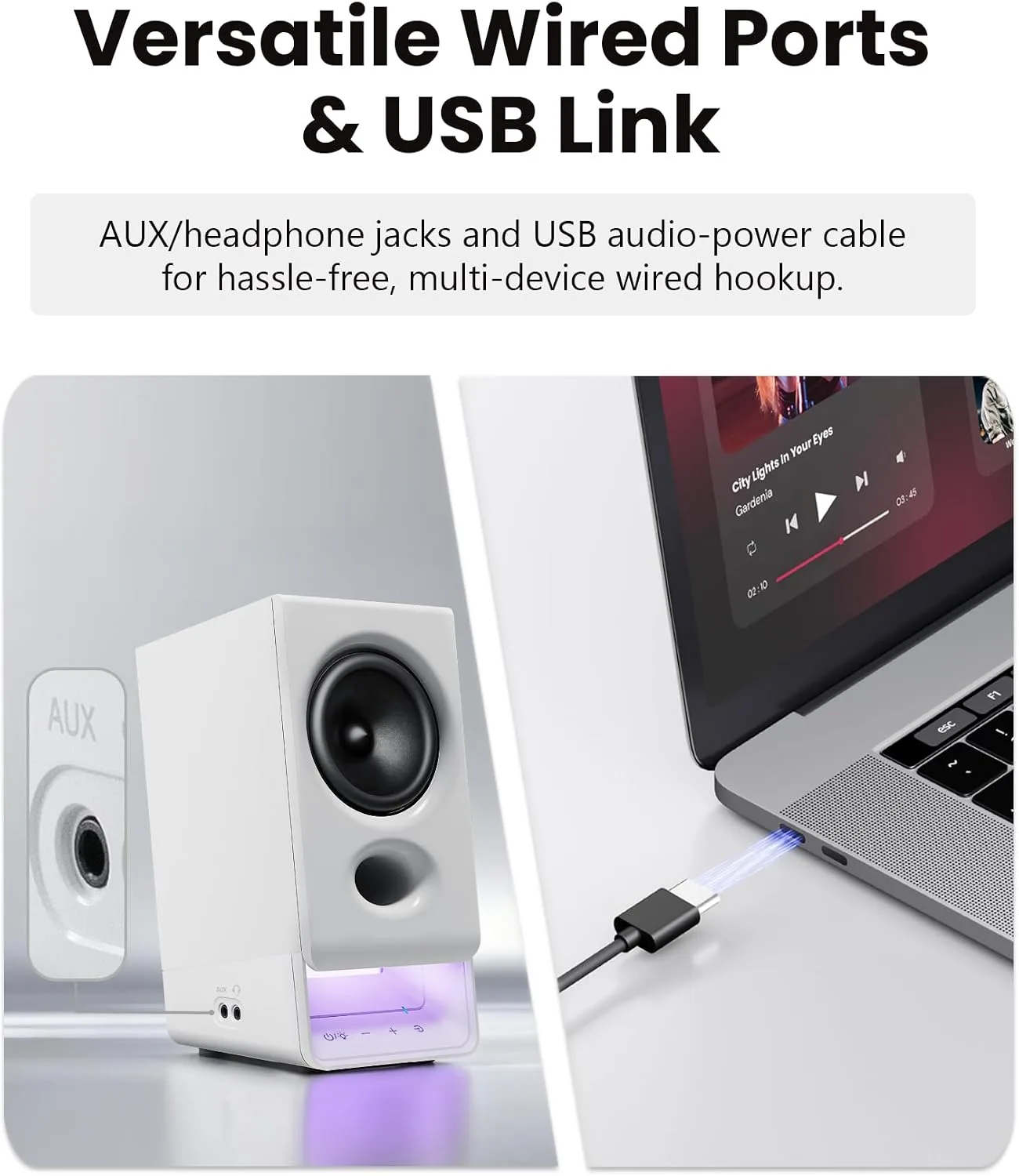 Edifier R20BT Computer Speakers, Touch Controls, AUX & USB-C Inputs, White