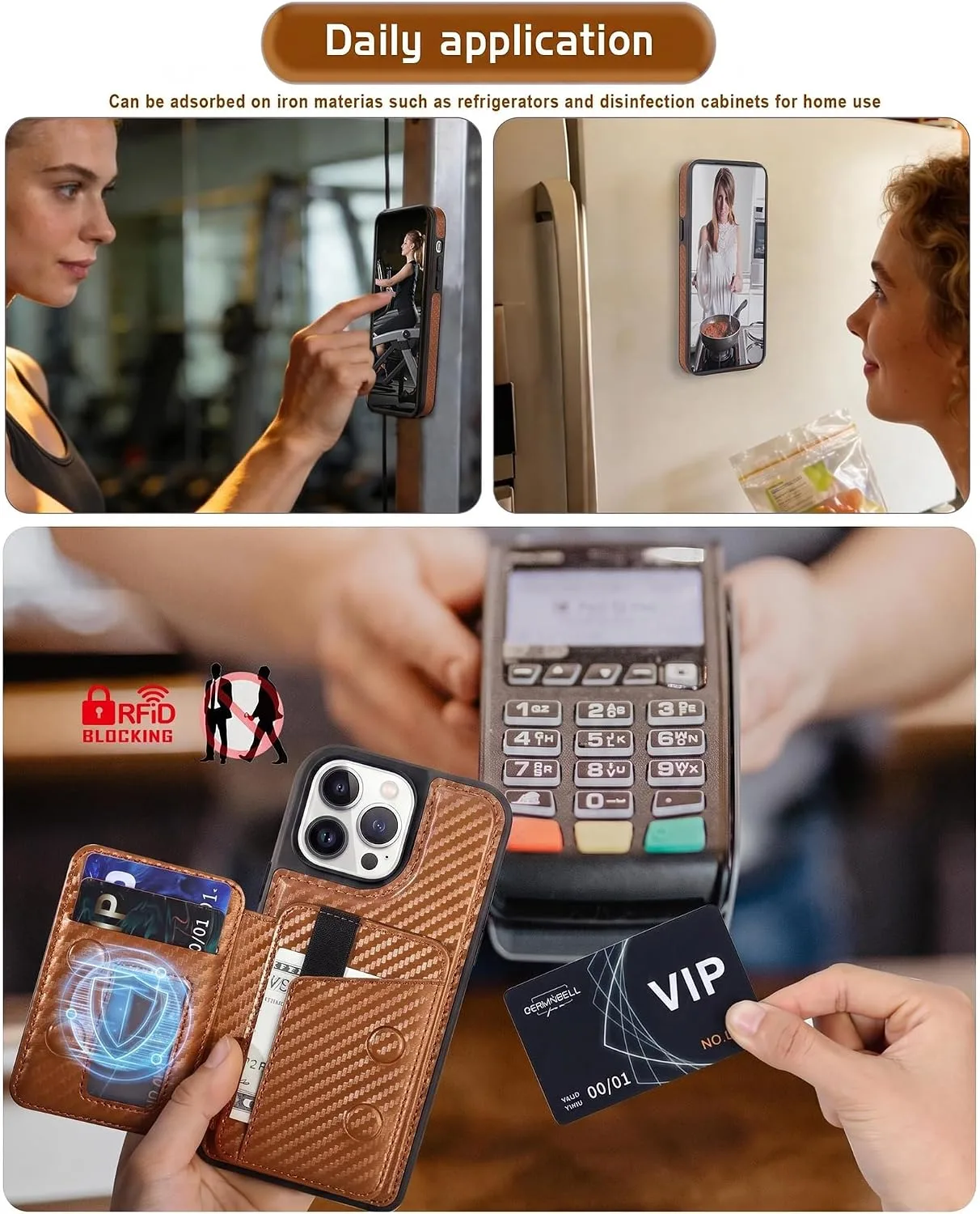 Magnetic Detachable Wallet Case for iPhone 13 Pro Max with Kickstand,2-in-1 MagSafe Compatible RFID Blocking Card Holder,Slim PU Leather Cover Carbon Coffee