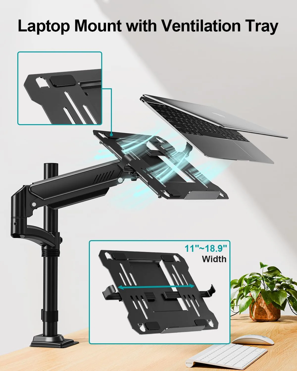 MOUNT PRO Laptop Arm Desk Mount for Max 22lbs 17" Laptop & Max 32" Monitor