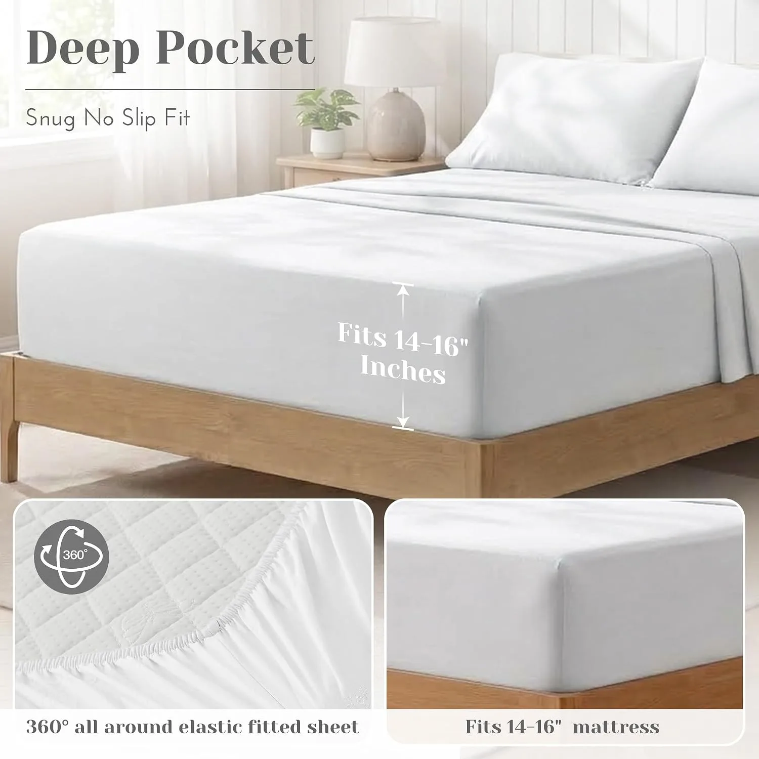 Comfort Spaces 100% Cotton Percale Sheets Queen Sheet Set 4 Pcs, White