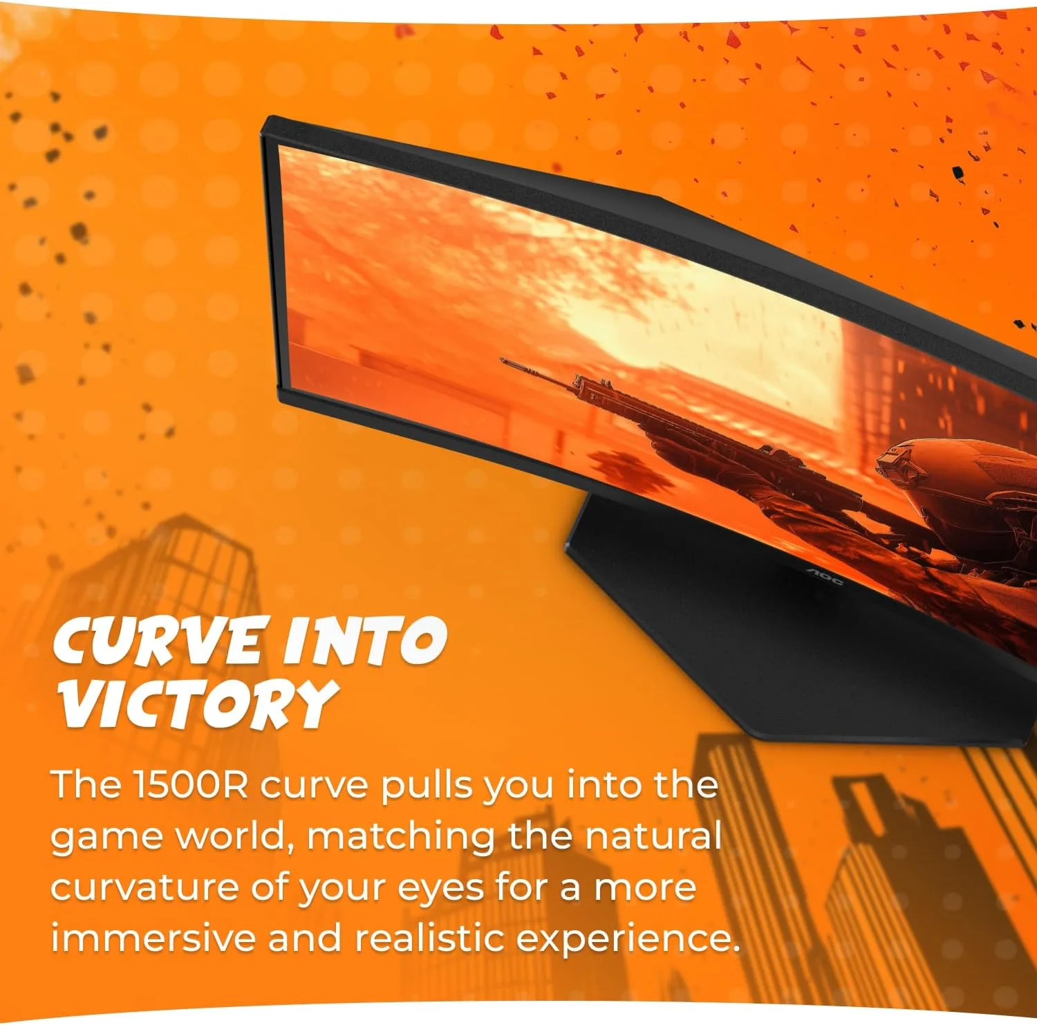 AOC 24 Inch Curved Gaming Monitor FHD 1080P 180Hz VA 0.5ms HDR, C24G42E