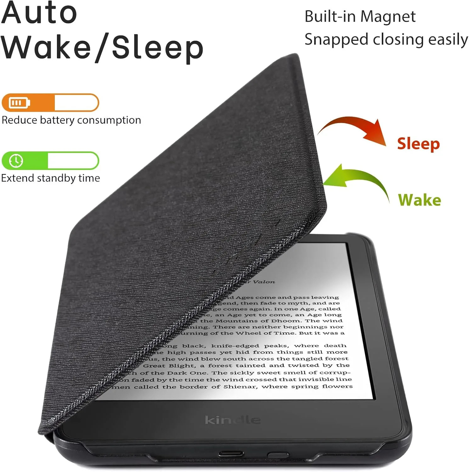 CoBak Case for 6" Kindle Basic 11th Gen 2024/2022, Black