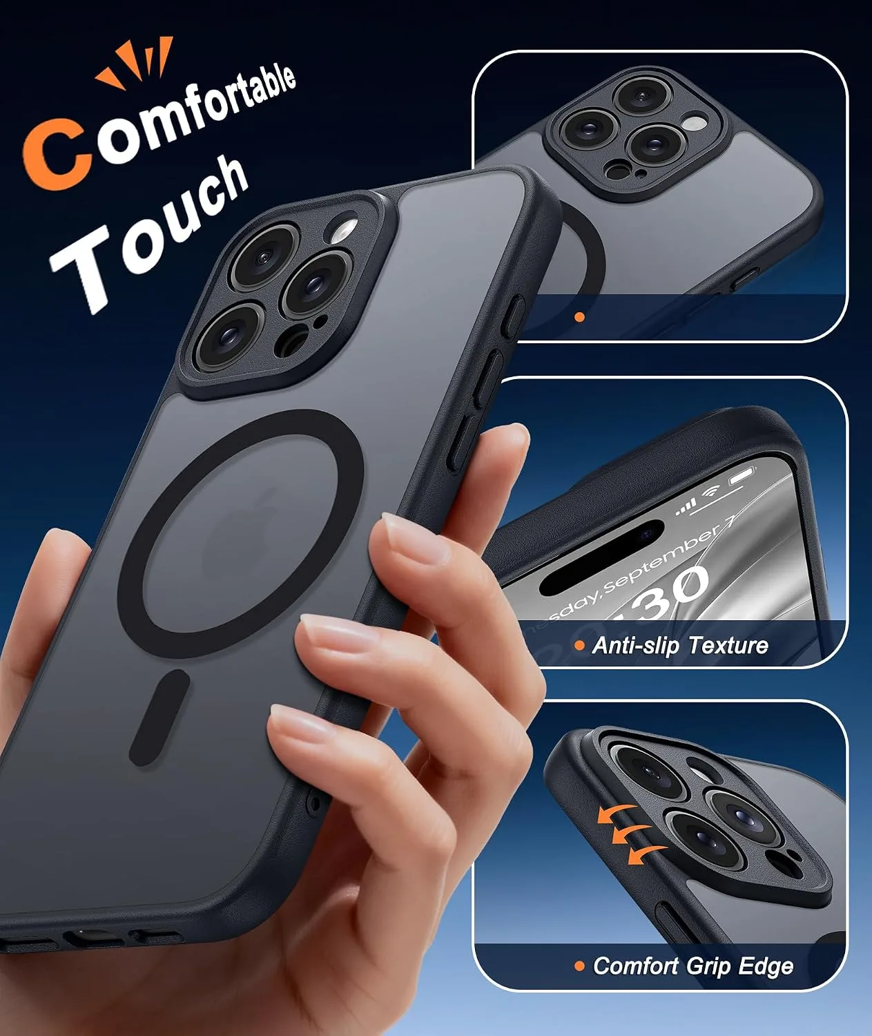 FNTCASE for iPhone 16 Pro Max Case Fit for MagSafe Black