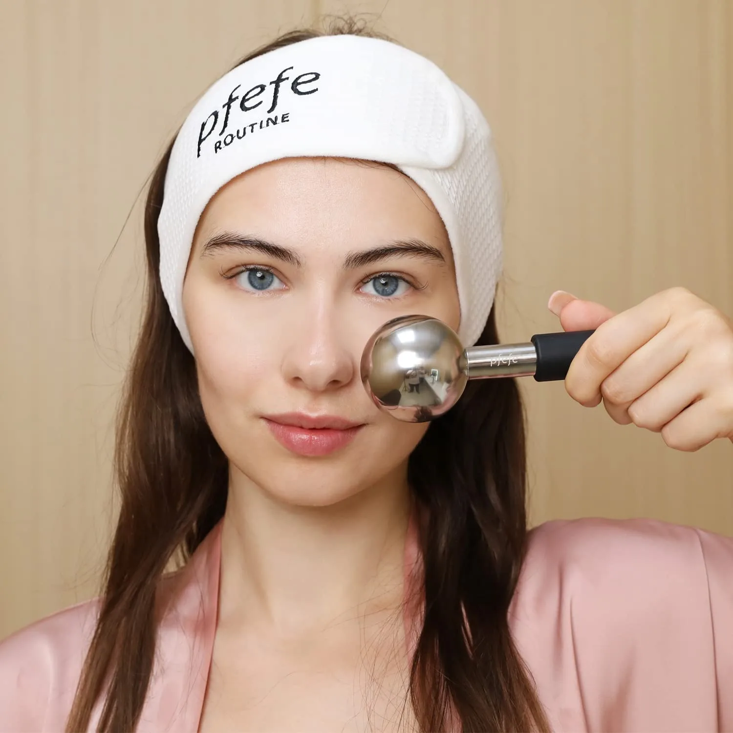 pfefe Ice Globes for Face & Eyes, Unbreakable Stainless Steel Cryo Sticks for Beauty Routines, Facials Cold Roller Cooling Globes for Puffiness, Wrinkles, Dark Circles, Headaches