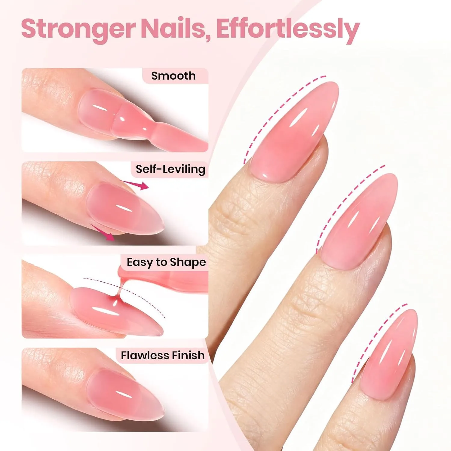 Beetles Builder Gel Kit HEMA FREE, 3 Colors & Nail Primer, Base Top Coat