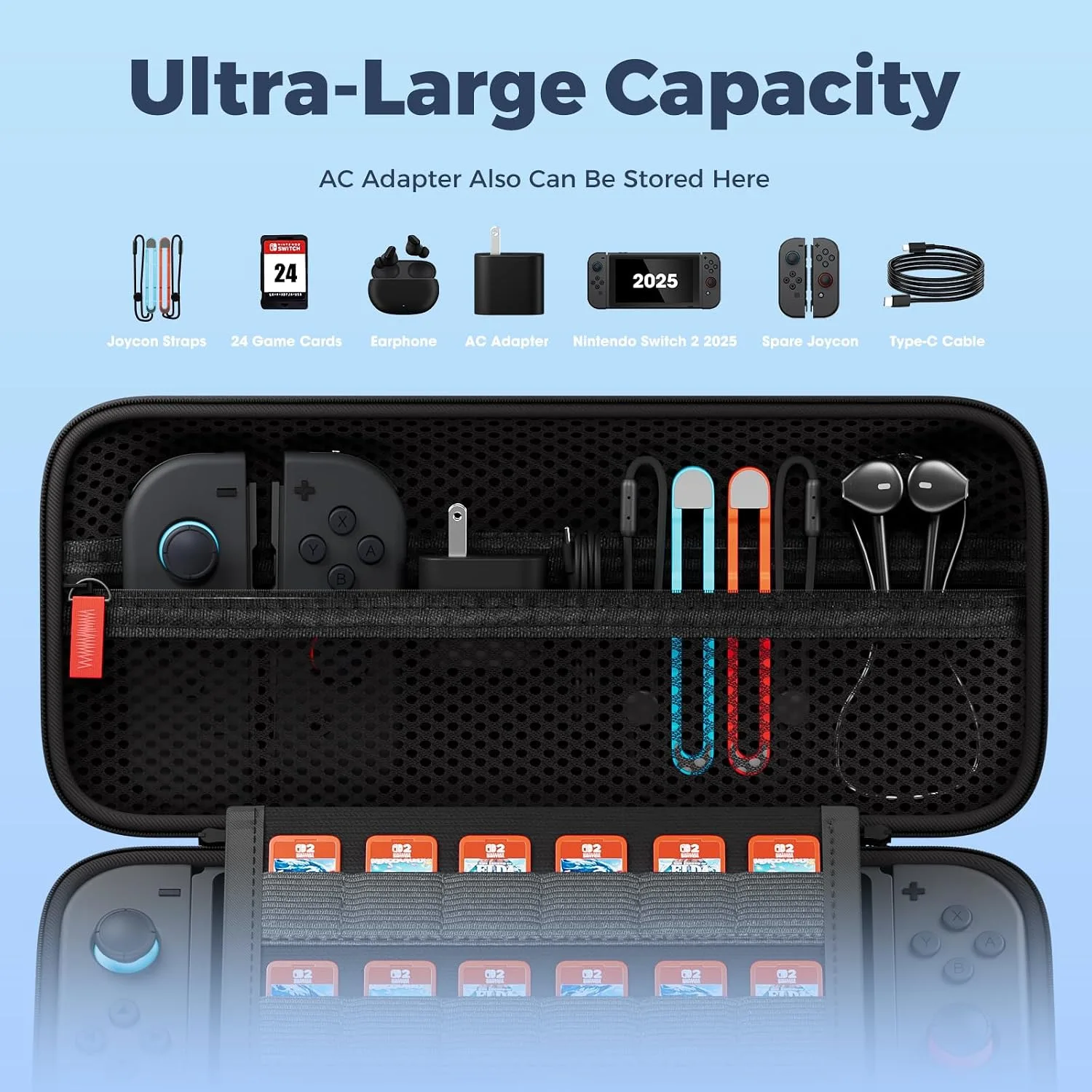 ProCase Carrying Case for Nintendo Switch 2 2025, Travel Case -Black, L