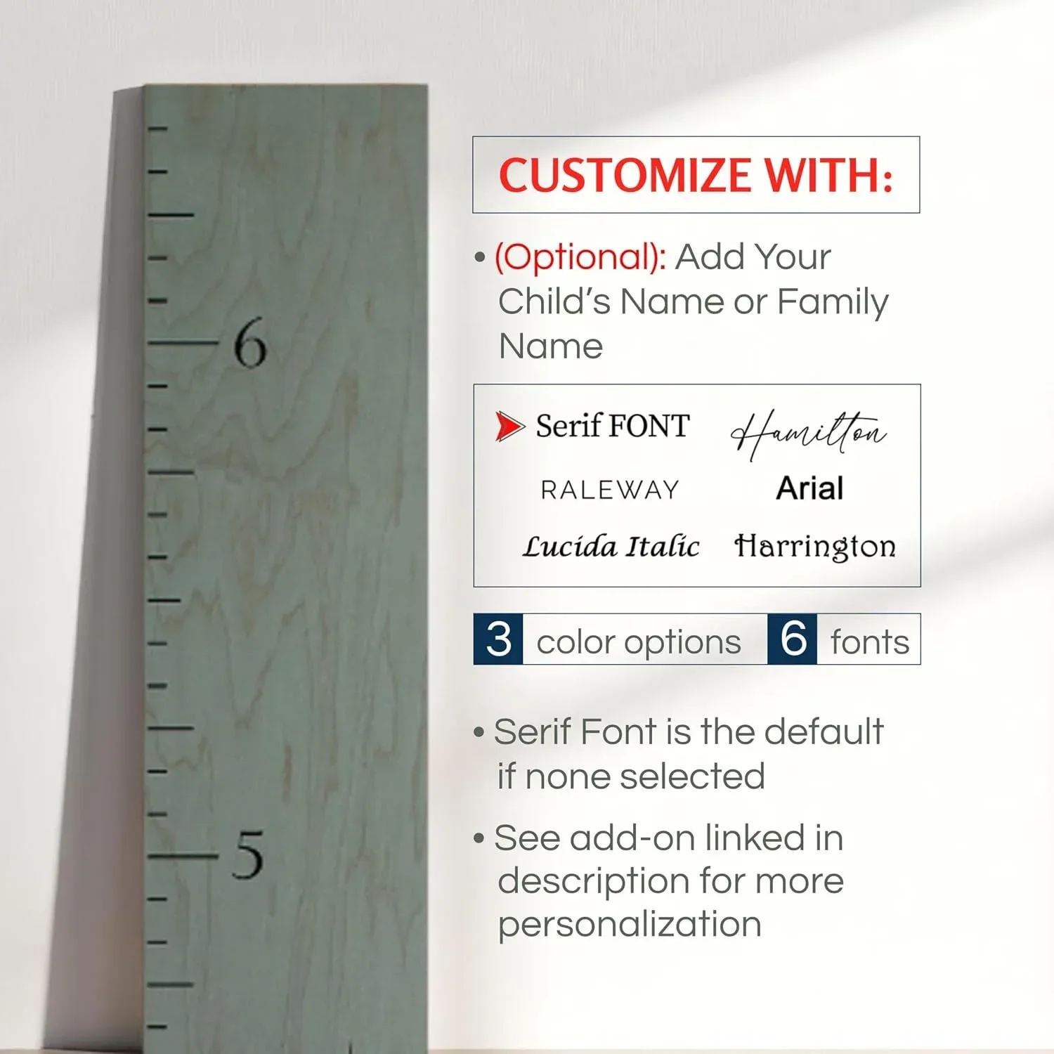 Headwaters Studio Personalized Wooden Growth Chart for Kids, Nursery Decor