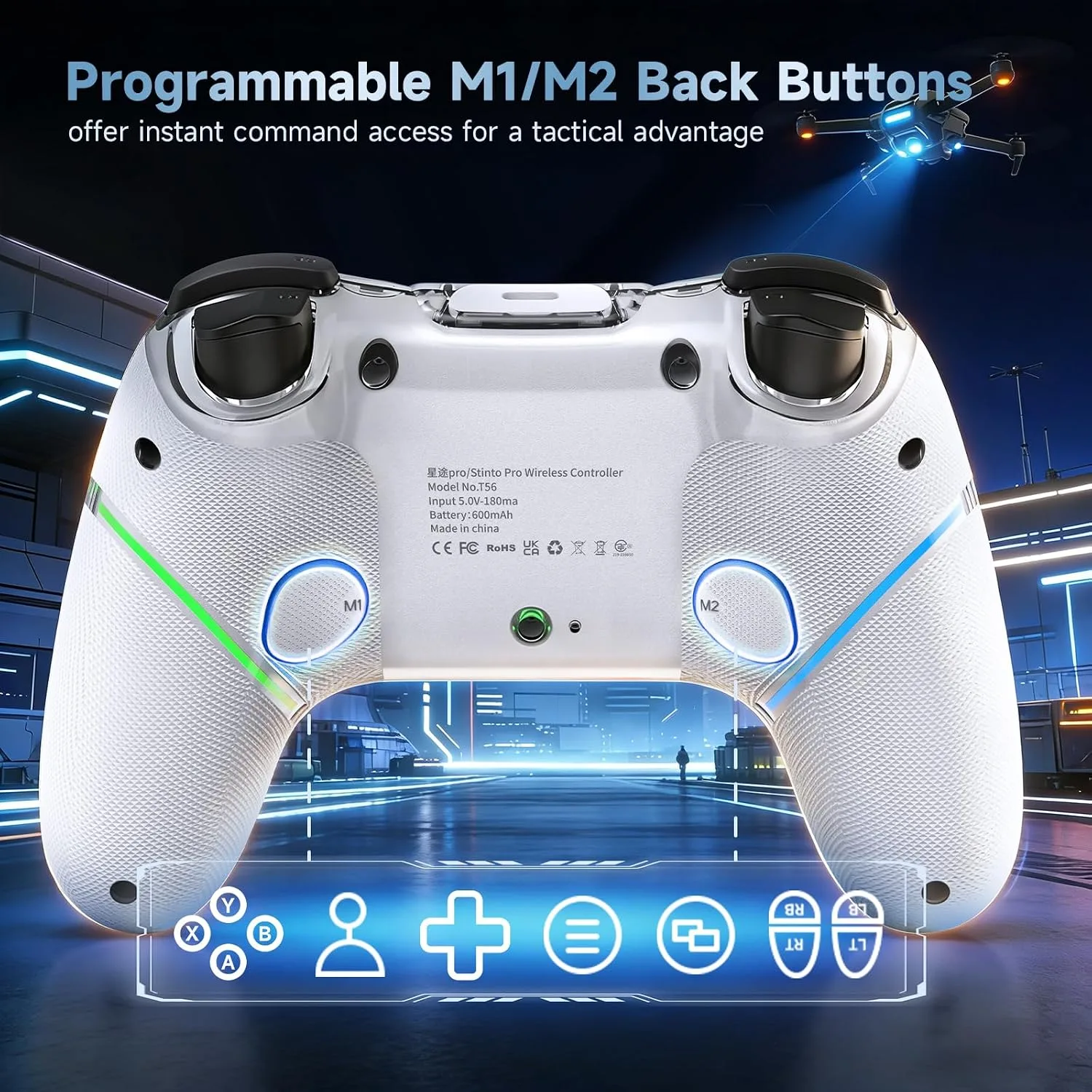 AceGamer 2 Pack Stinto Pro Wireless Controller for Nintendo Switch 2/Switch/Lite/OLED/PC/Steam, Hall Effect Joysticks & Triggers, RGB Grip, Dual Vibration/Wake-Up/Turbo/Macros/4-Way D-Pad
