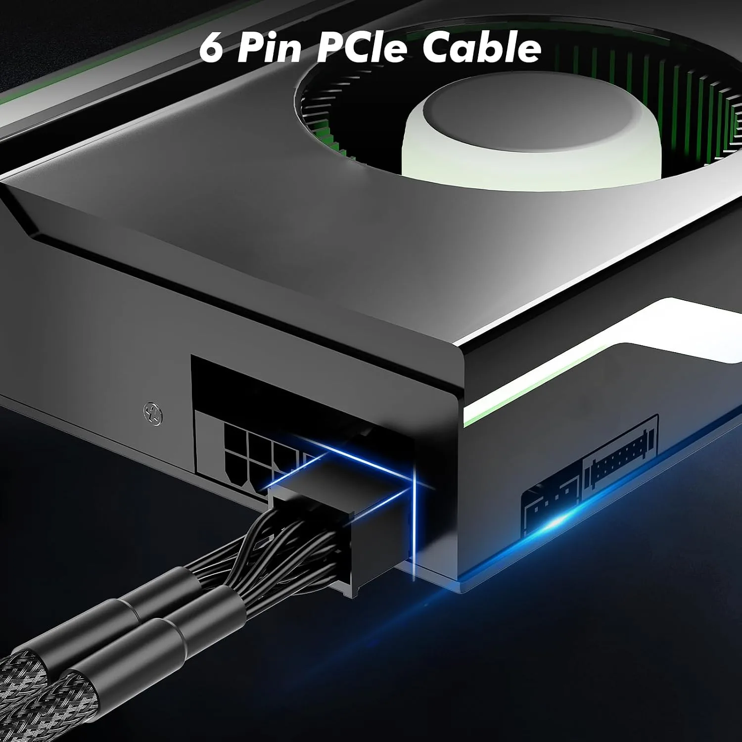 J&D PCIe Power Adapter Cable, Dual 6 Pin Female to 6 Pin Male, GPU Connector for Graphics Card Power Supply with Heat Shrink Reinforcement, 1 Pack, 9 inch