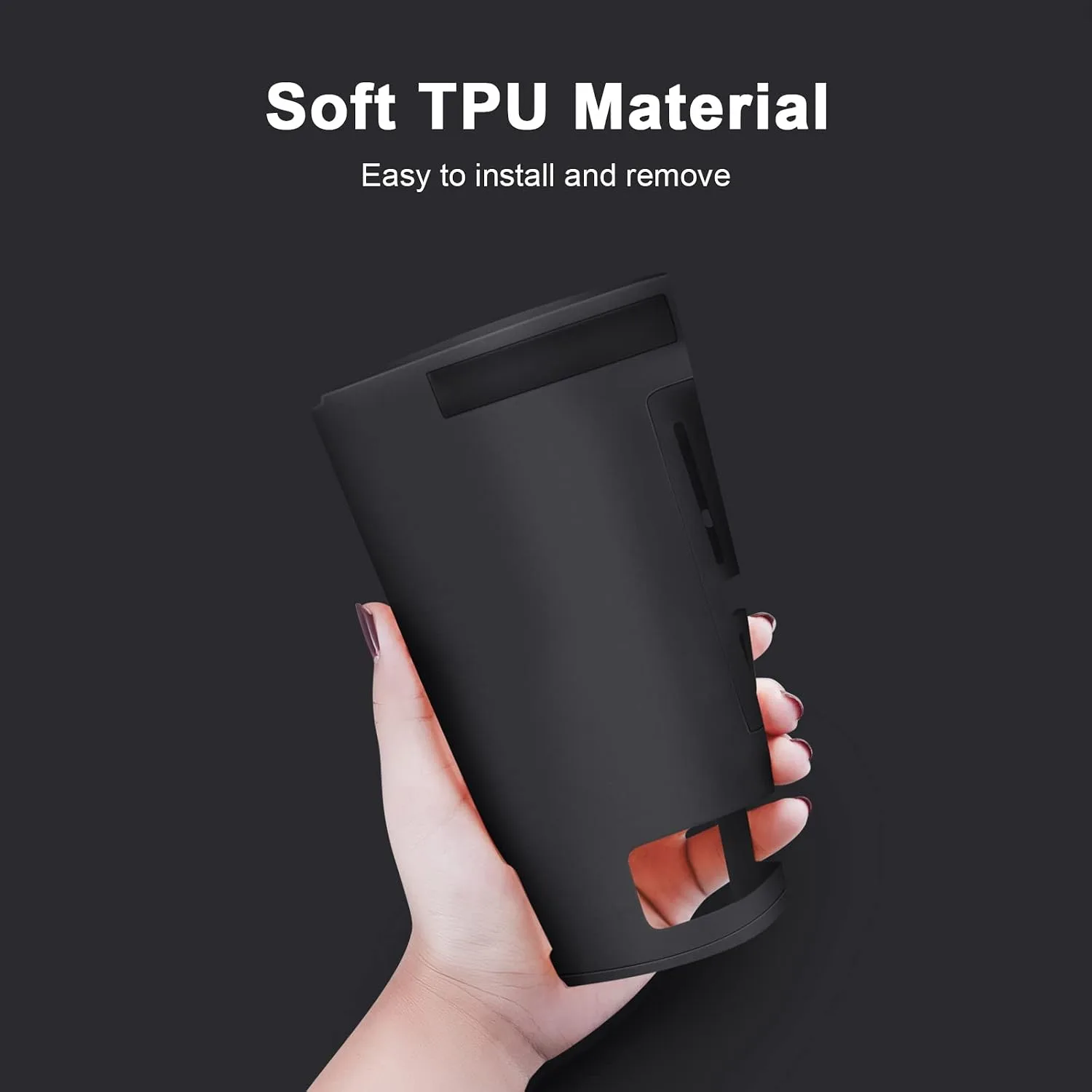JINGDU Protective Case Compatible with Switch, Dockable TPU Cover Accessories for Console and Grip Joy-Con, The Switch Protector with 4 Thumb Grip Caps, Black
