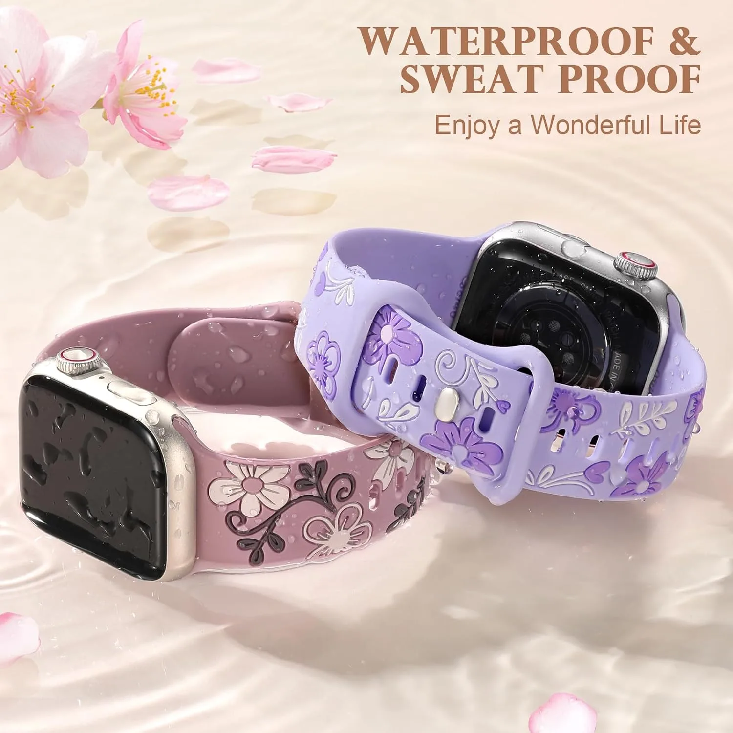Witzon Floral Silicone Band Compatible with Apple Watch Bands For Women