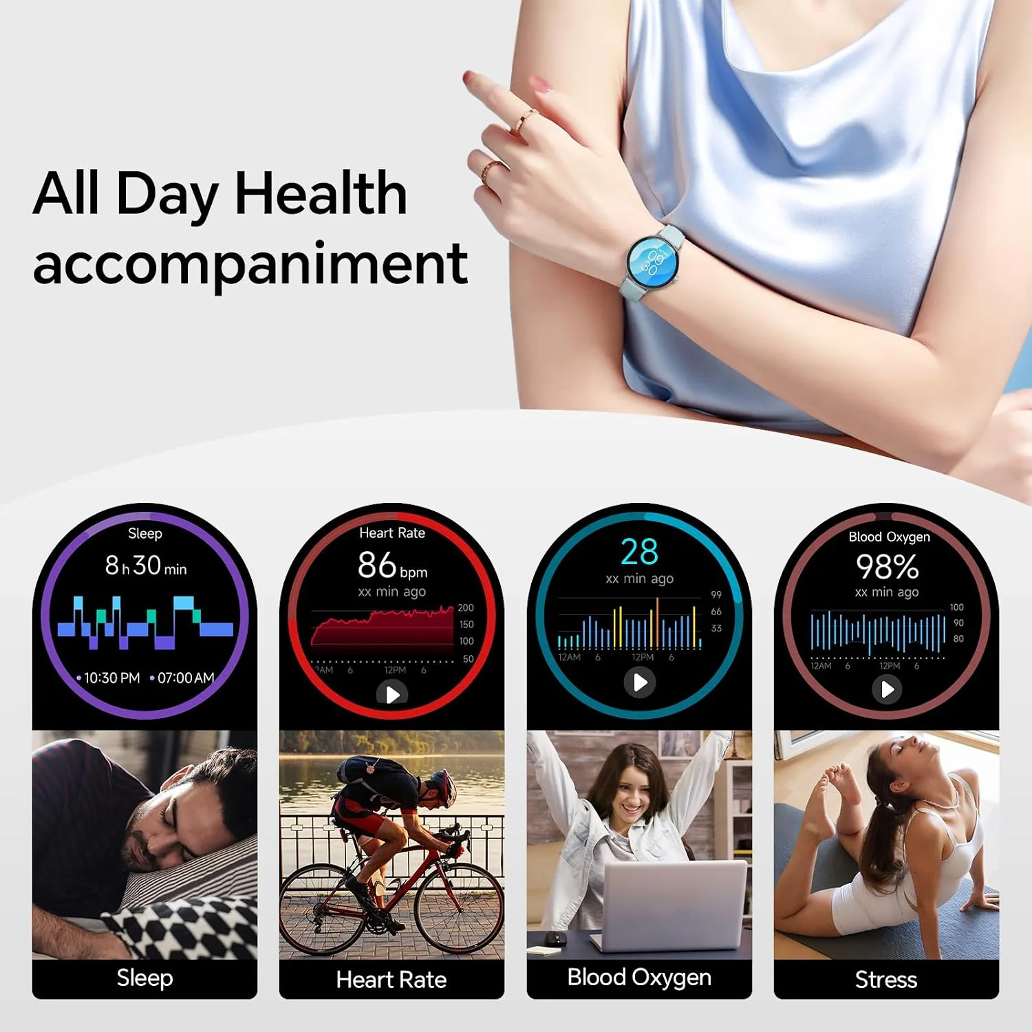 Smart Watches for Men Women,Smartwatch for iPhone/Samsung/Android,(Answer/Make Call),1.57" HD 43mm Fitness Tracker with Heart Rate/SpO2/Sleep Monitor,IP68 Waterproof,110+ Sport Mode,with 2 Bands