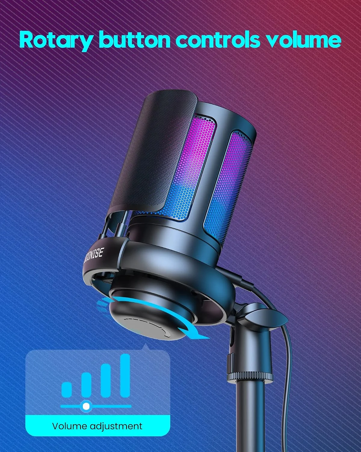 Gaming Microphone for PC: USB Mic for Podcasts Videos & Streaming - Condenser Mic with Quick Mute & Pop Filter - RGB Microphone Gift for Gamer boys - Compatible with PS4/5 & Computer & Laptop