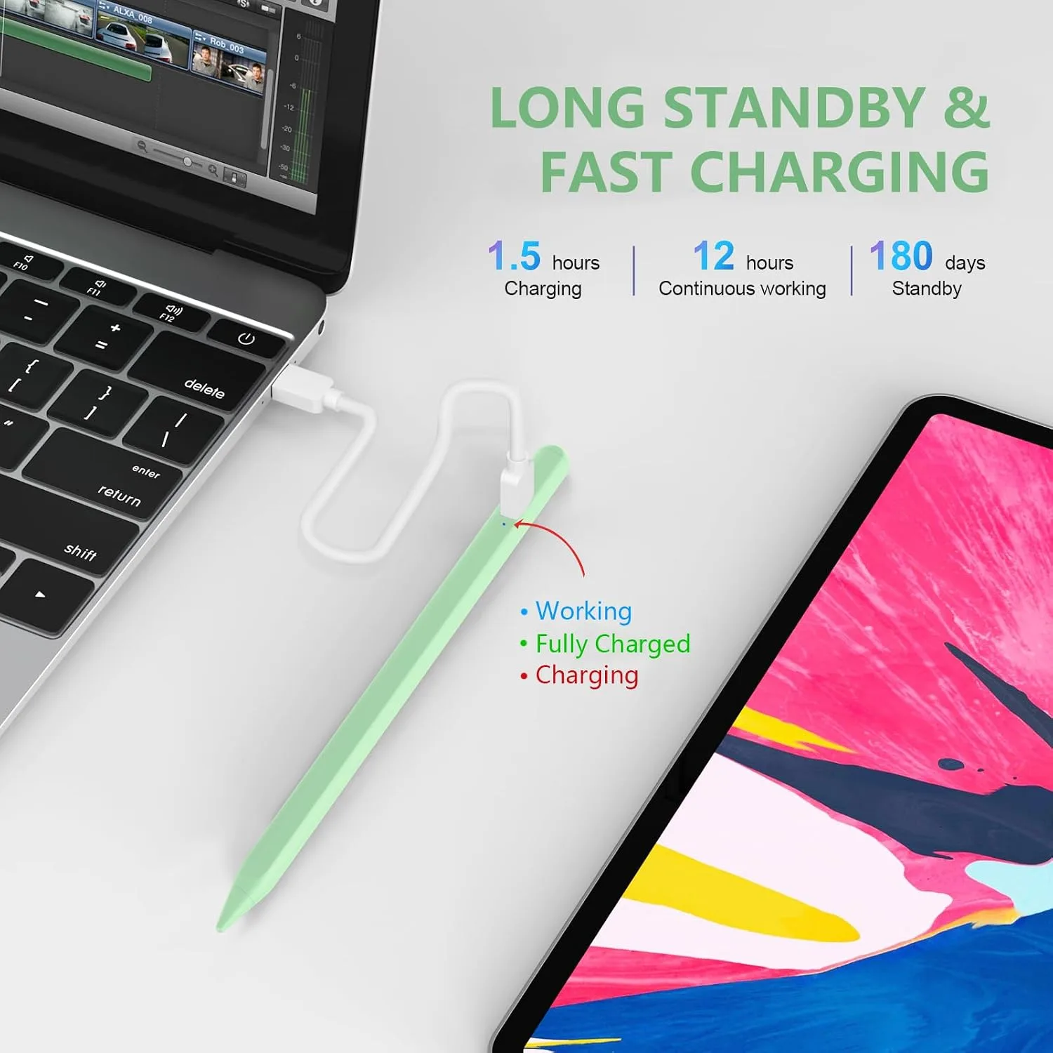 COO Stylus Pen for iPad Pro Air Mini 2018-2024, Palm Rejection Fast Charge