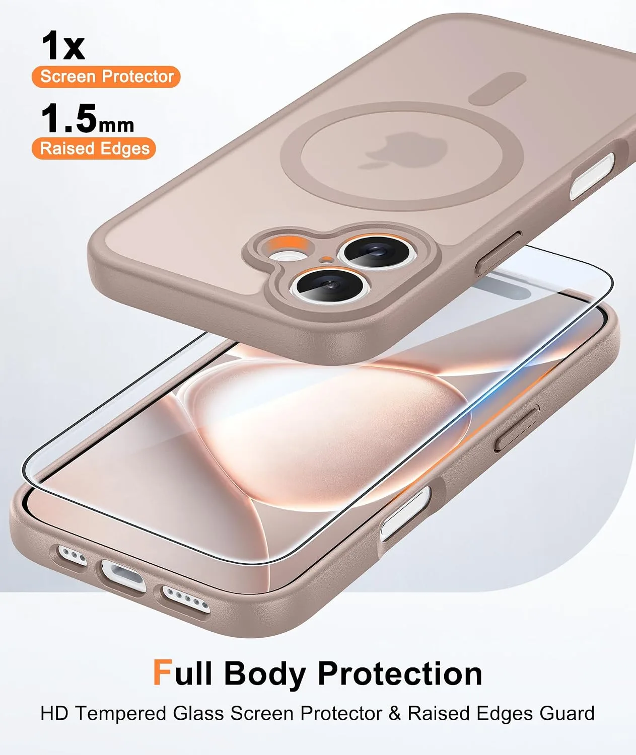 FNTCASE for iPhone 16 Case Fit for MagSafe Desert Gold