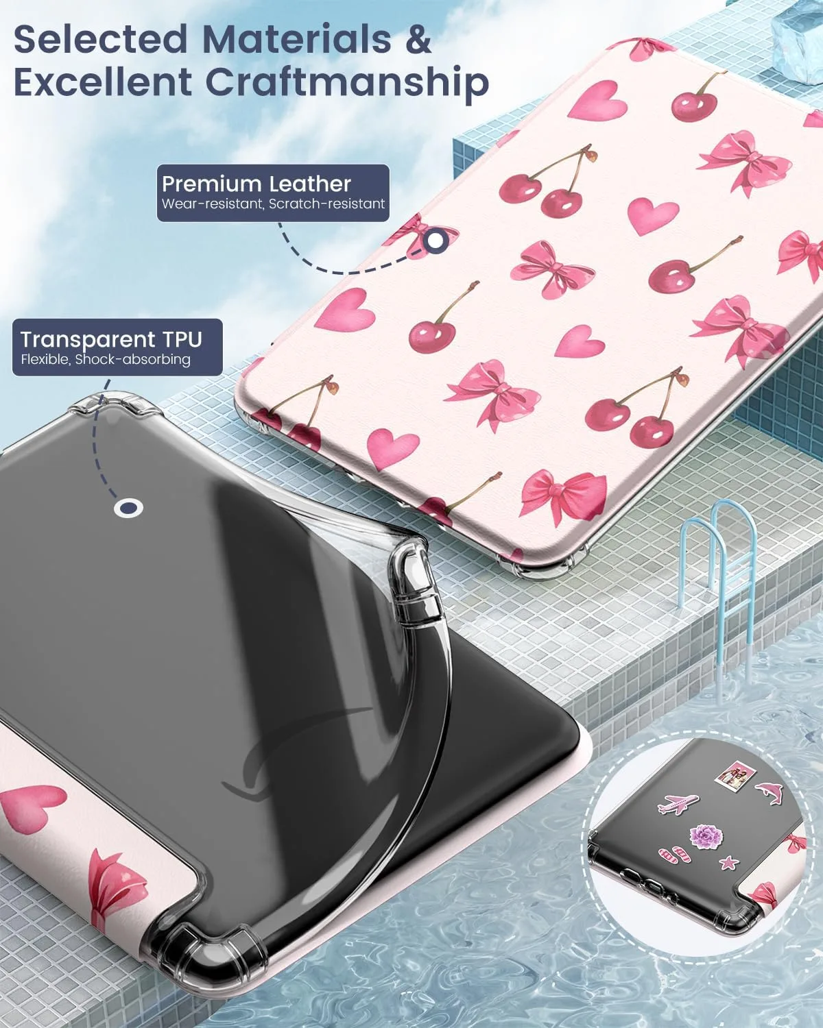 MoKo Case for Kindle Paperwhite 12th Gen & Colorsoft 2024, Cherry Bow