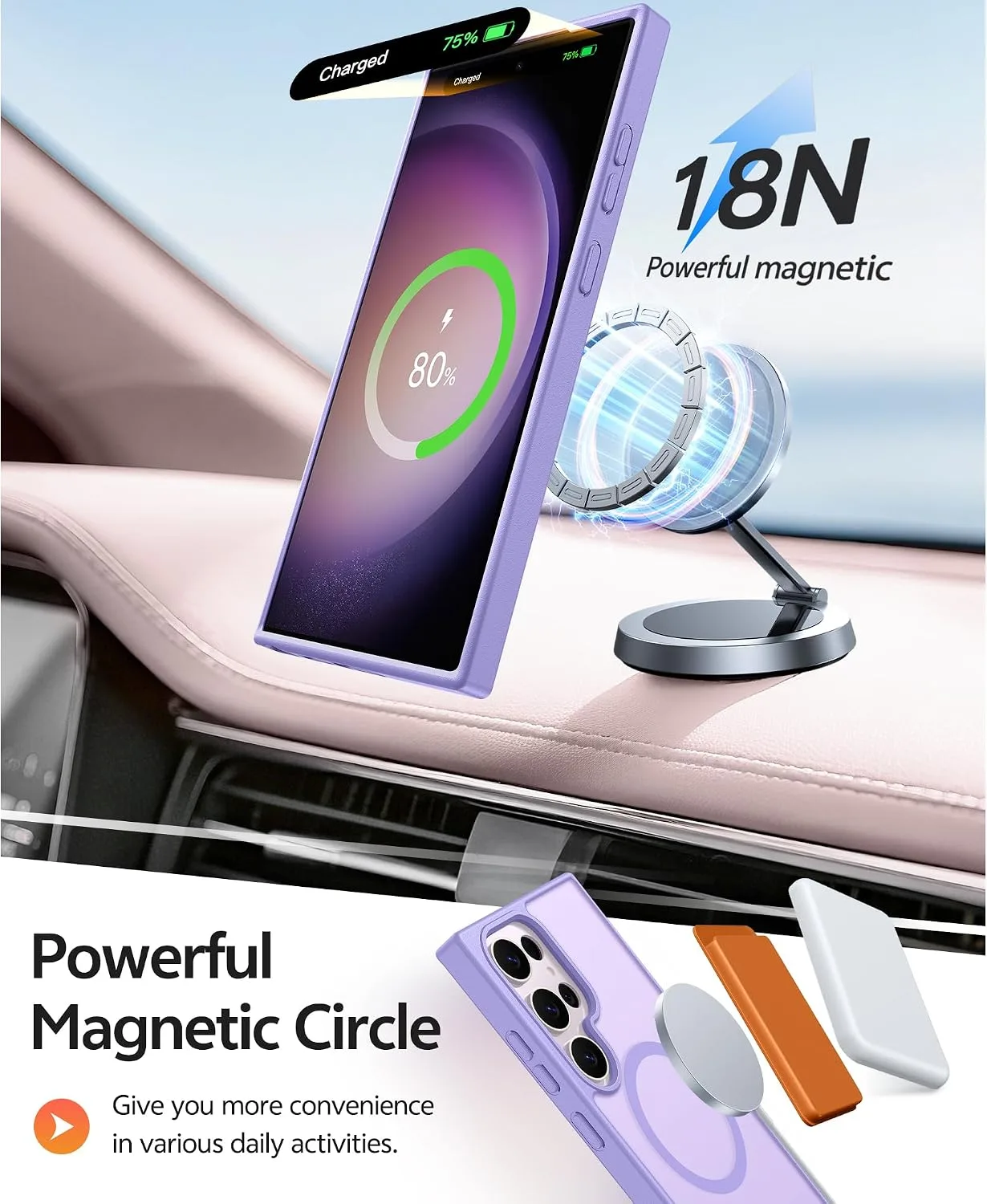 FNTCASE for Samsung Galaxy S23 Ultra Case, Fit for Magsafe, Light Purple