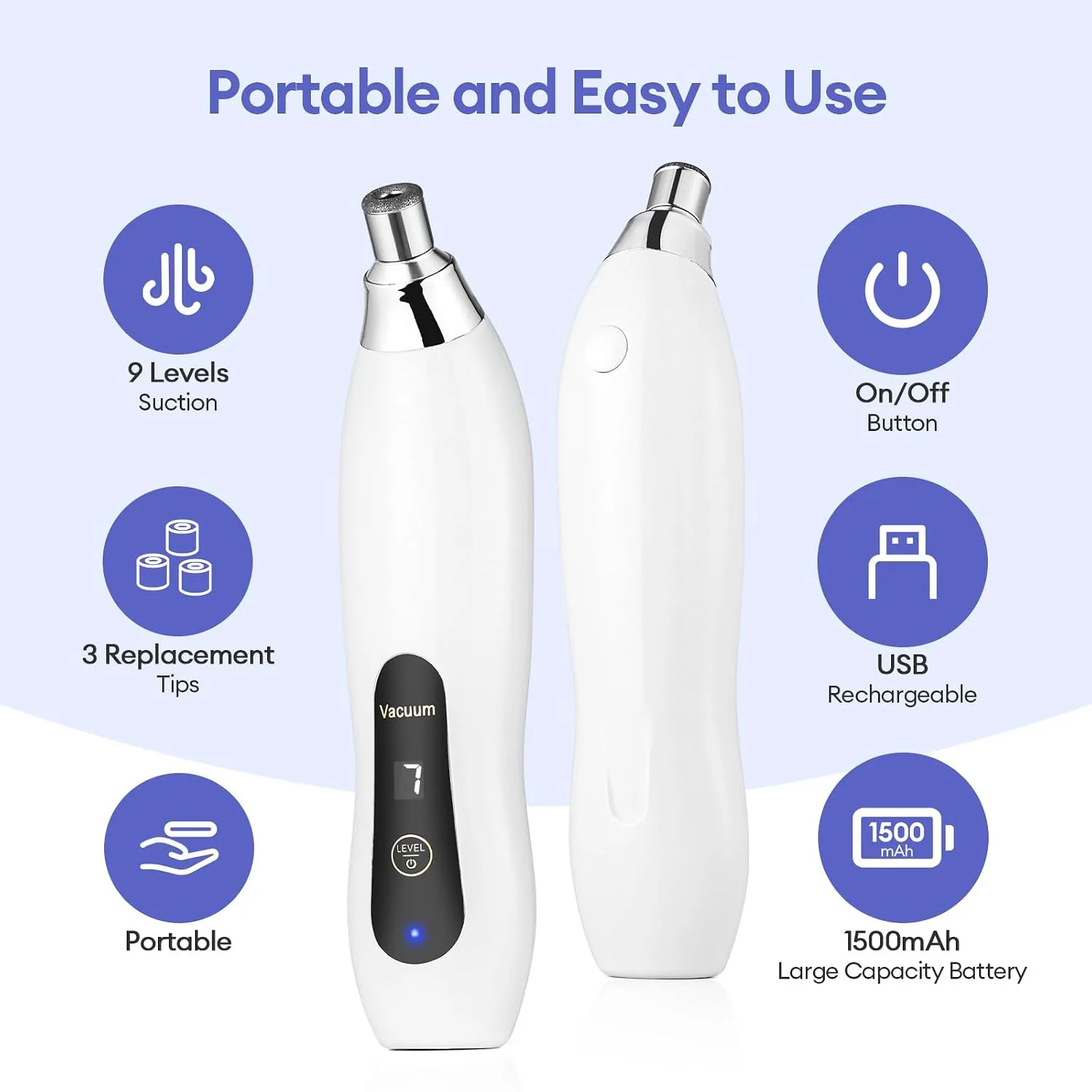 Microdermabrasion Machine, 7 Suction Modes with 3 Diamond Tips