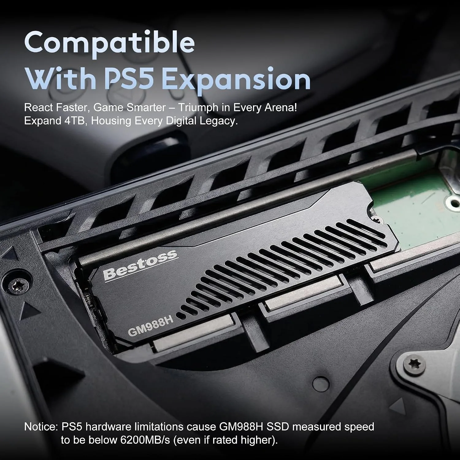 Bestoss 1TB PCIe 4.0 NVMe M.2 2280 SSD with Heatsink,PS5 Storage,7350MB/s