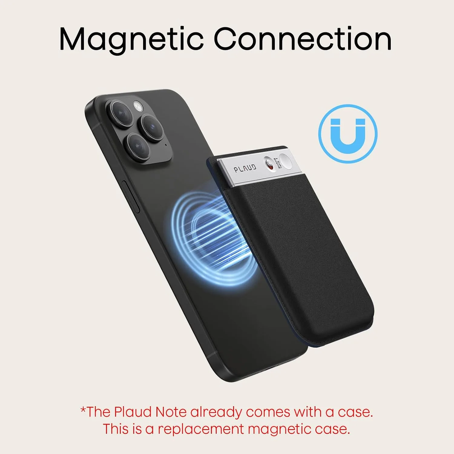 Replacement (Not for Note Pro) Magnetic Carrying Leather Case for Plaud Note AI Voice Recorder – Thin Phone Wallet Attachment, Compatible with All Phone (Original Equipment Included)