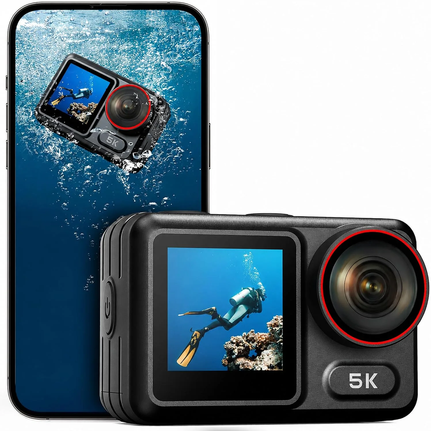 5K30FPS Waterproof Action Camera with 64GB Card, 34FT Underwater Cameras