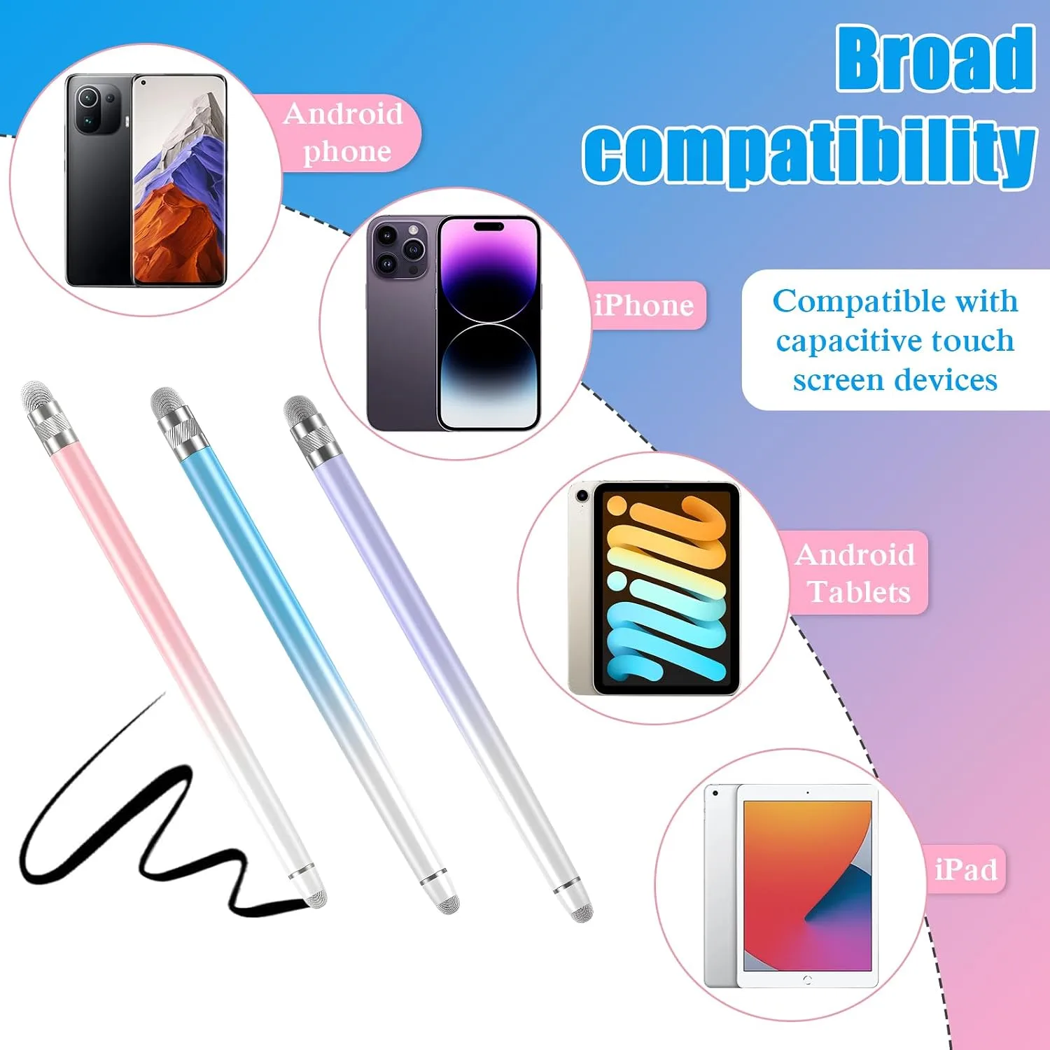 Bopomofo 3PCS Stylus Pen for Touchscreen,High Sensitivity & Precision