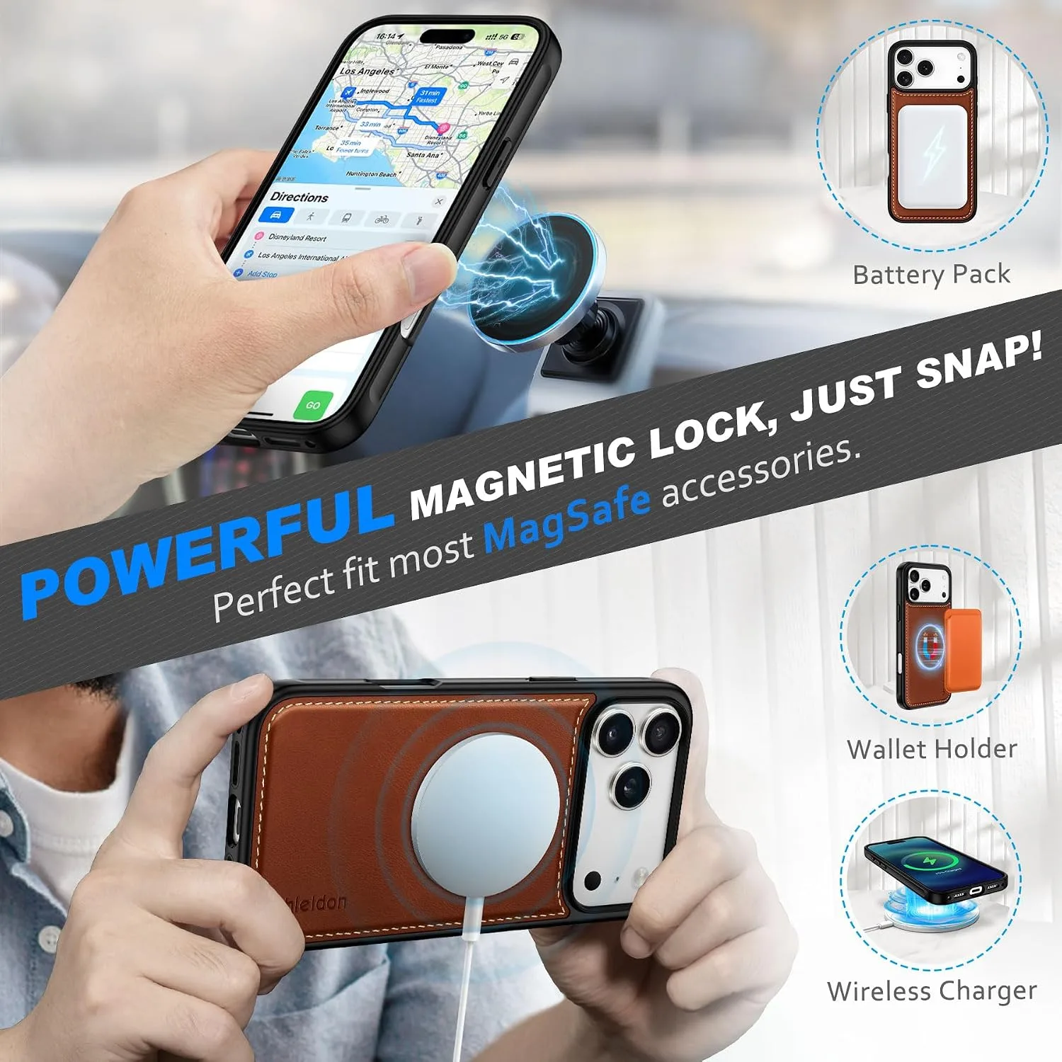 SHIELDON 2 in 1 Case Wallet for iPhone 18 Pro Max/17 Pro Max, Retro Brown
