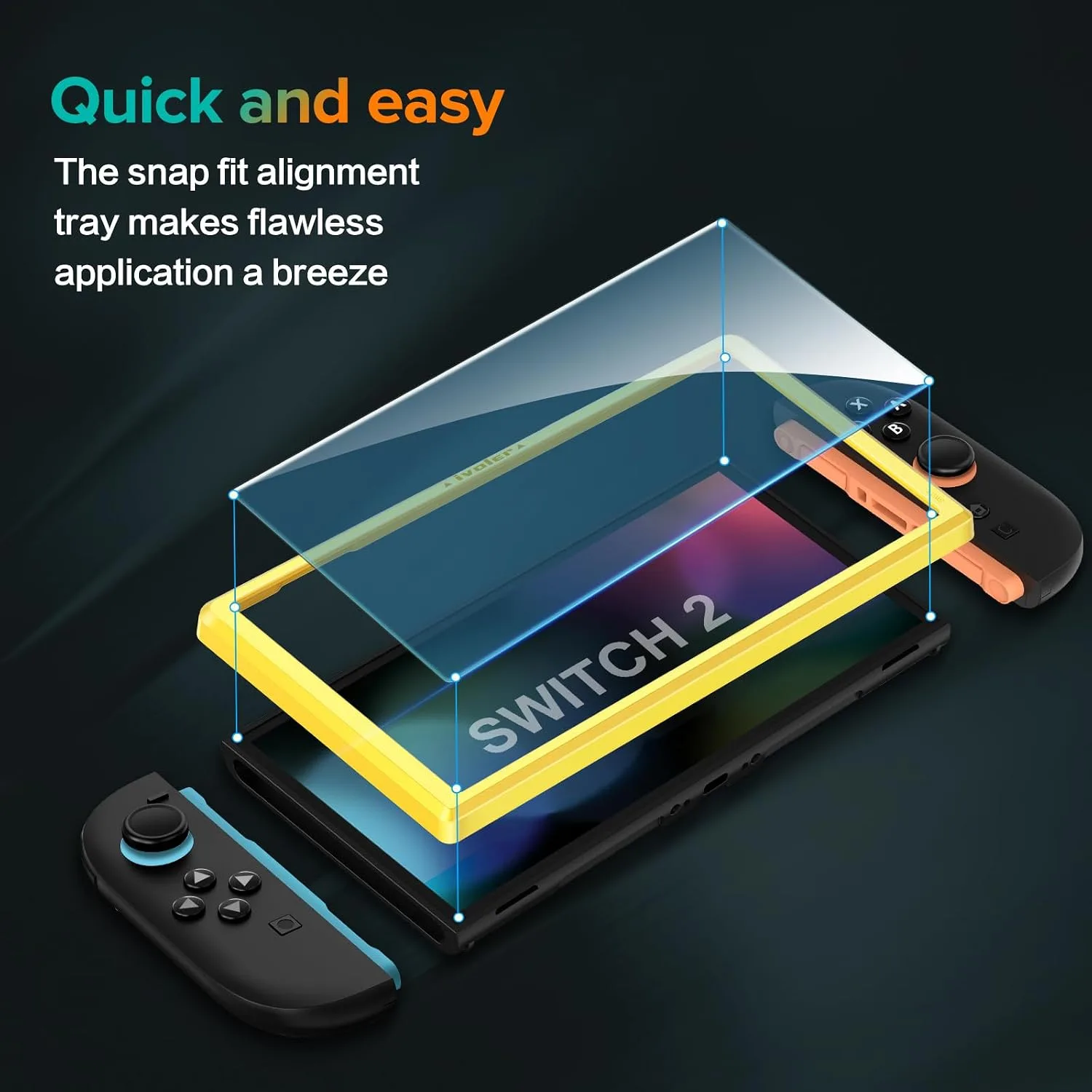 ivoler 4-Pack Tempered Glass Screen Protector Designed for Nintendo Switch 2 2025 with [Alignment Frame] Transparent HD Clear[Updated Version] Screen Protector for Switch 2 7.9''