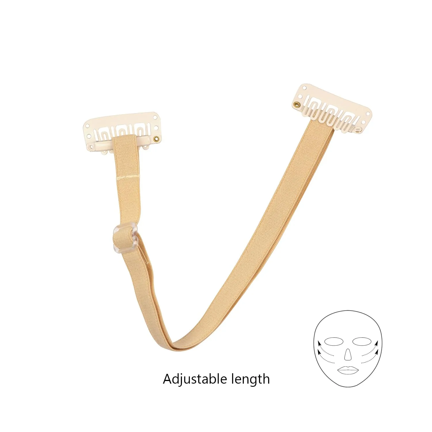 4 Pcs Facelift Bands with Clips Invisible Face Stretching Lifting Strap Adjustable Elastic Band Face Slimming Band (24cm Blonde Single Bands)