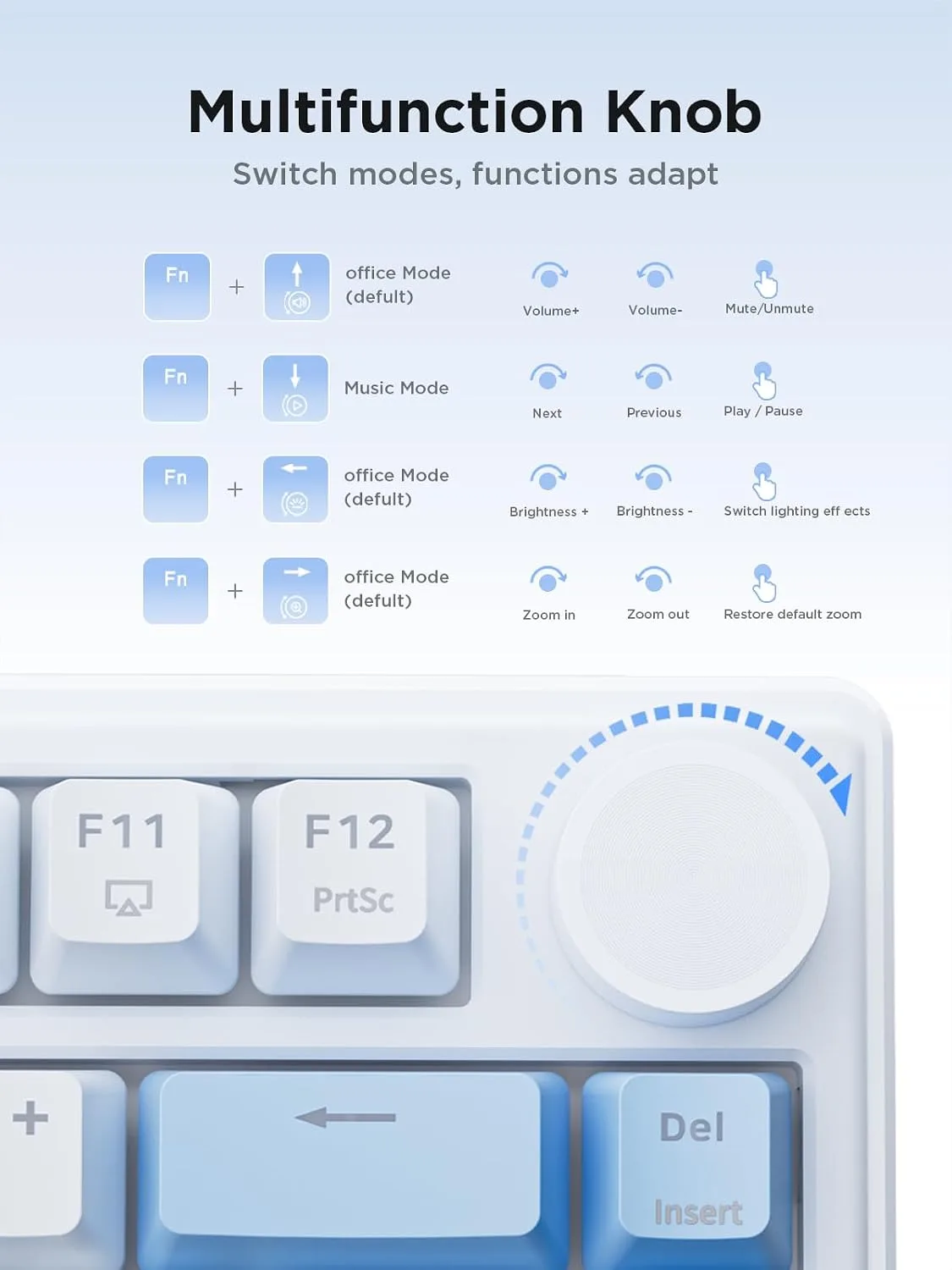 wegear 75% Compact Mechanical Keyboard with Knob for PC/Mac/Laptop-Blue