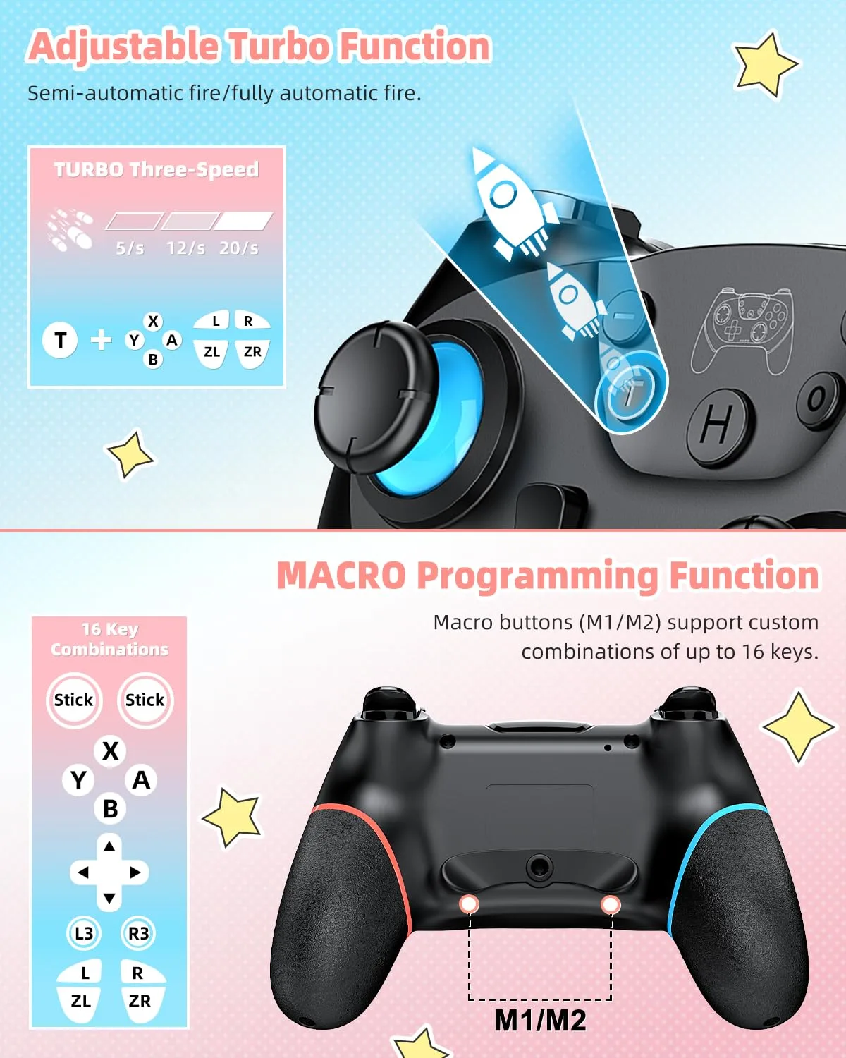 Switch 2 Accessories, 17-IN-1 Pro Controller Bundle for Nintendo Switch 2